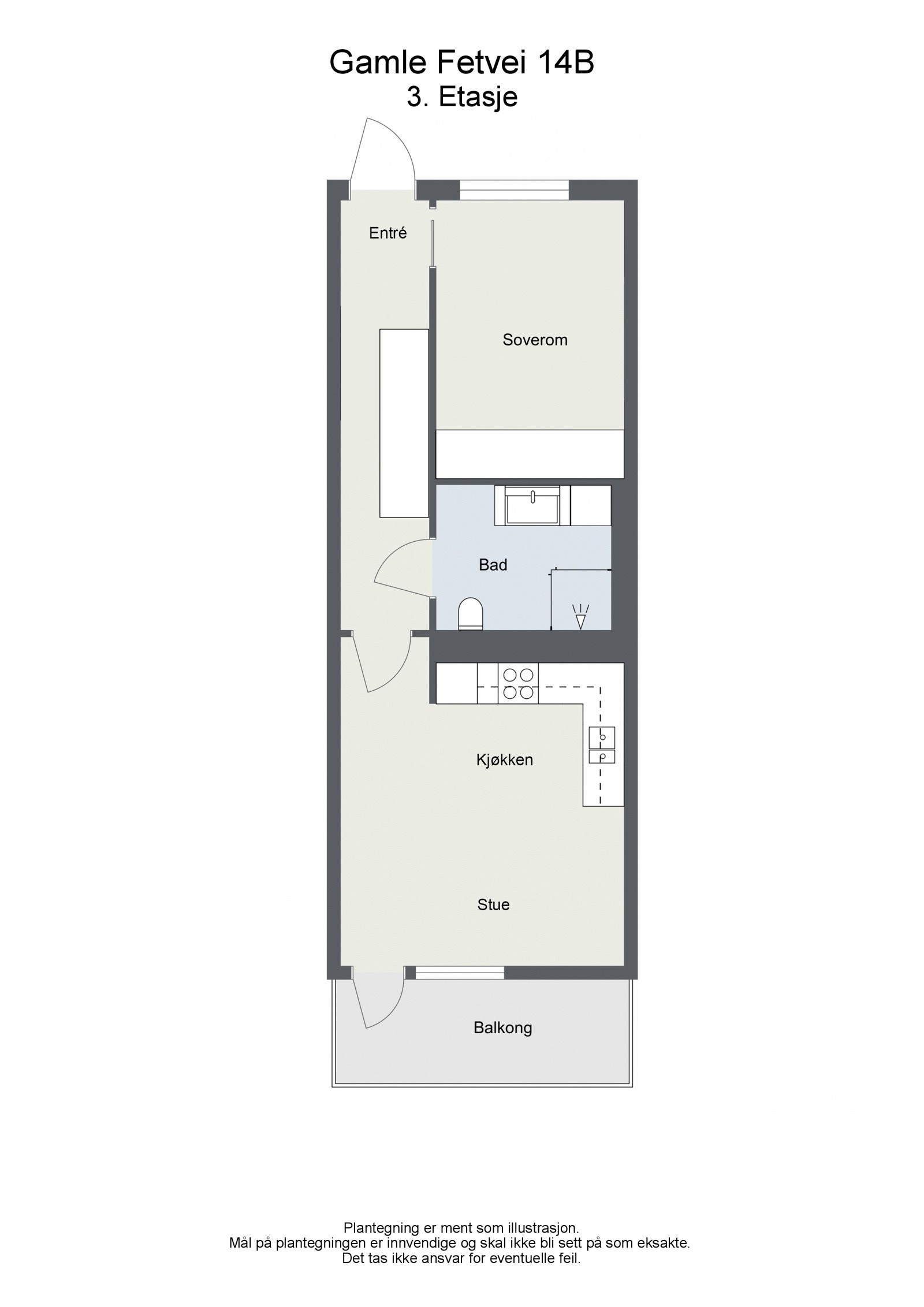 Plantegning 3.etasje. Det er også bruksrett til kjellerbod på ca. 5 m². Galleribilde