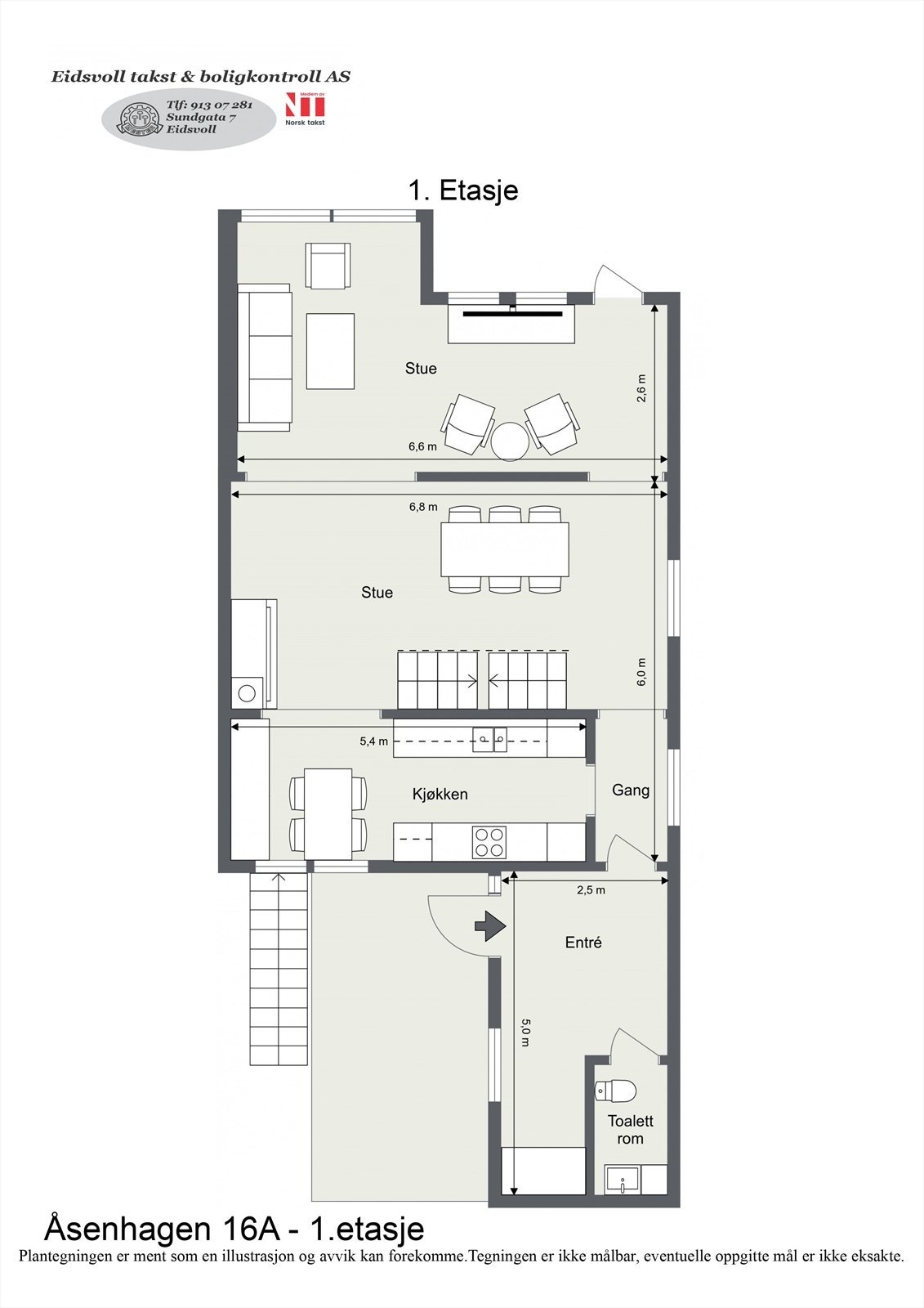 Plantegning av boligens 1. etasje. Galleribilde