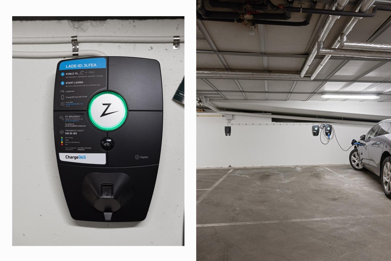 Det medfølger en garasjeplass med lader i byggets kjeller Galleribilde