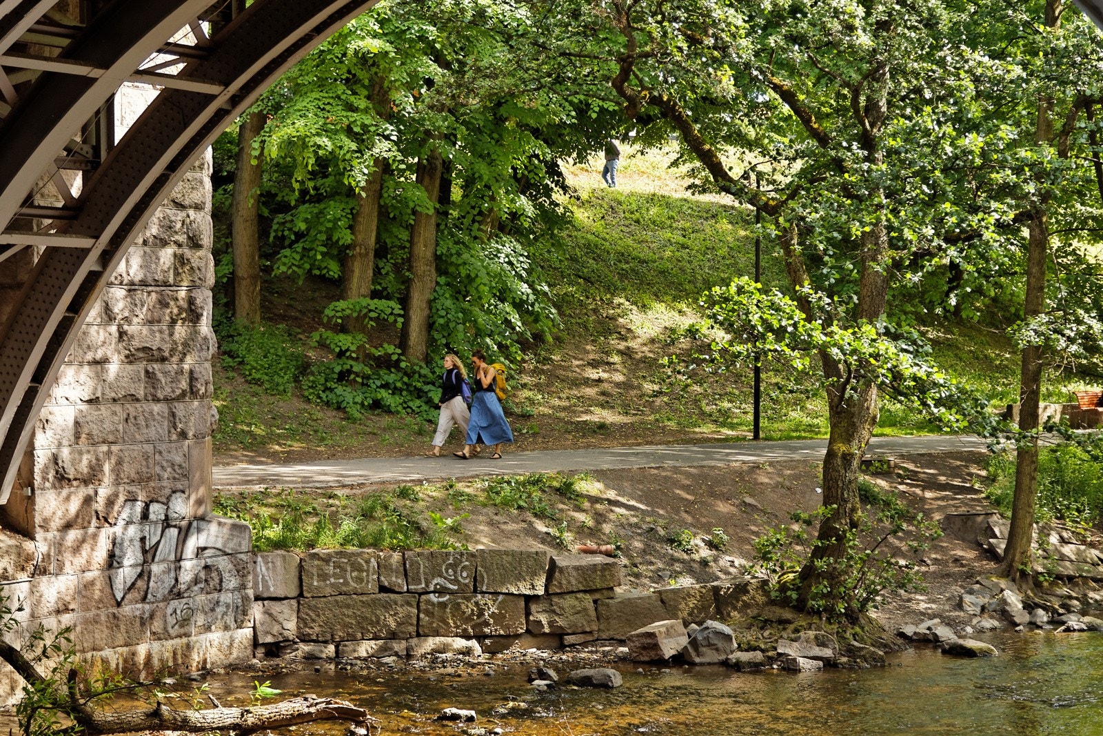 Nærområdet er opparbeidet med gangveier, utearealer og egen bro over Akerselva til Grünerløkka. Galleribilde