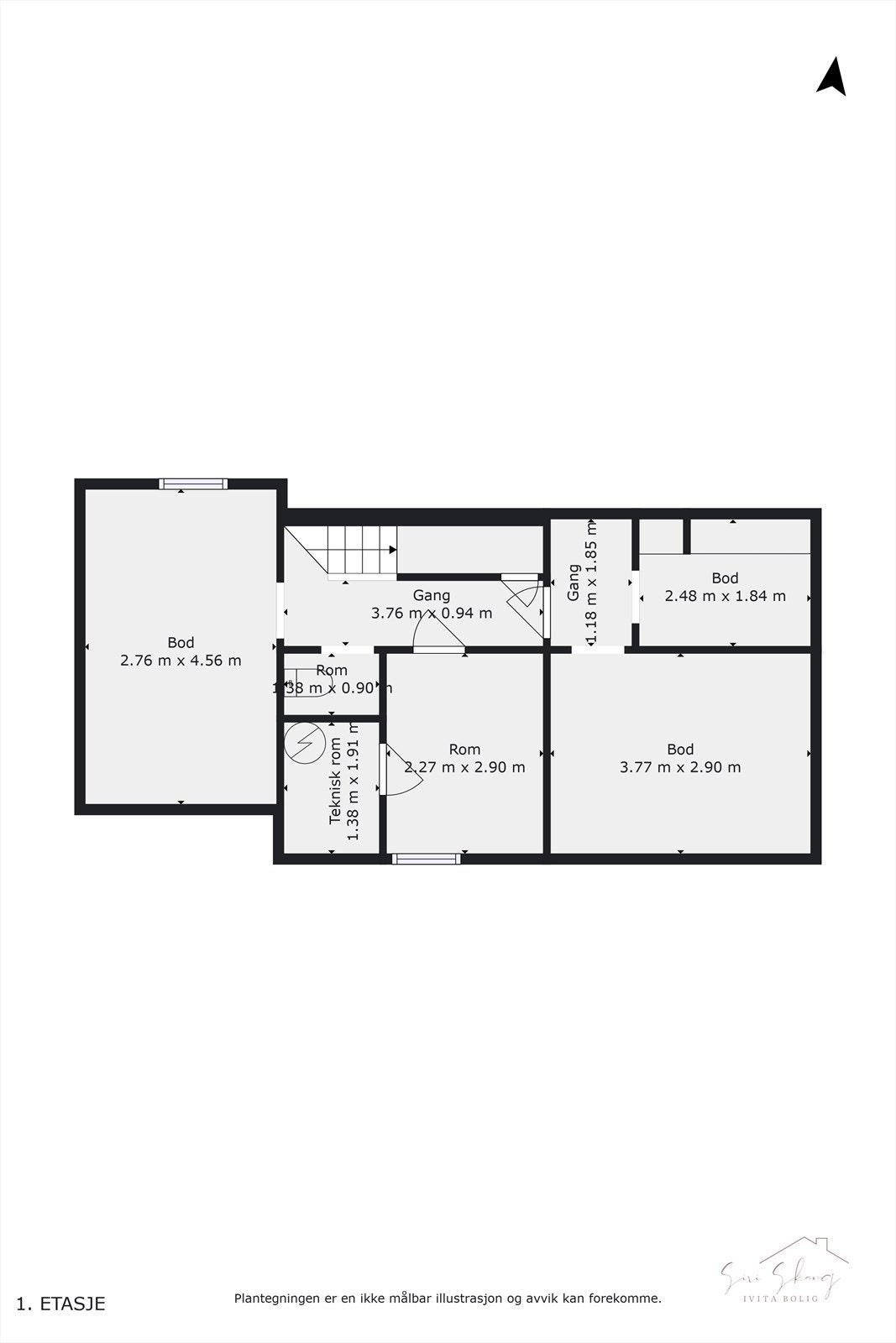 Plantegning i 2D av kjelleren. Galleribilde