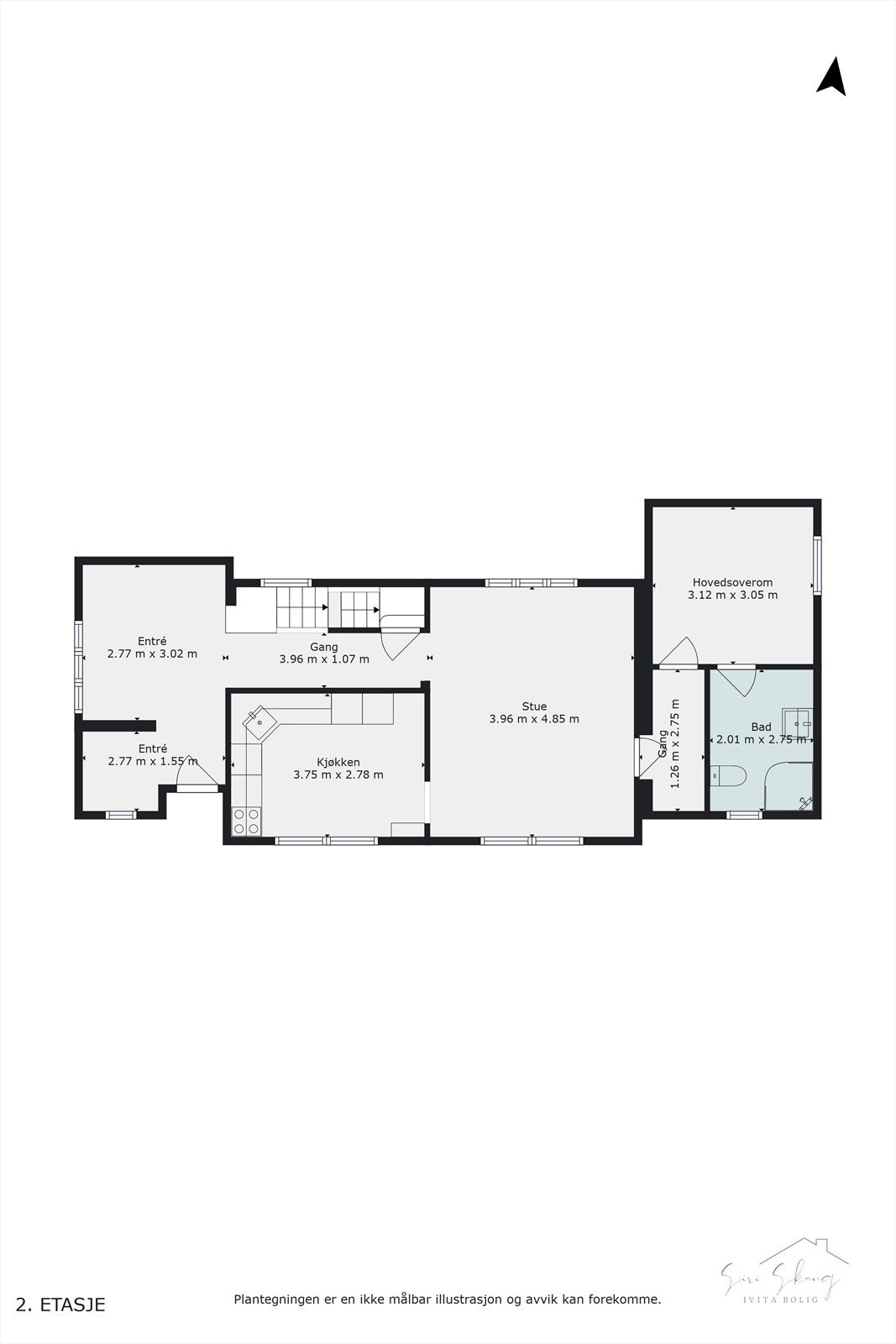Plantegning i 2D av 1.etg. Galleribilde