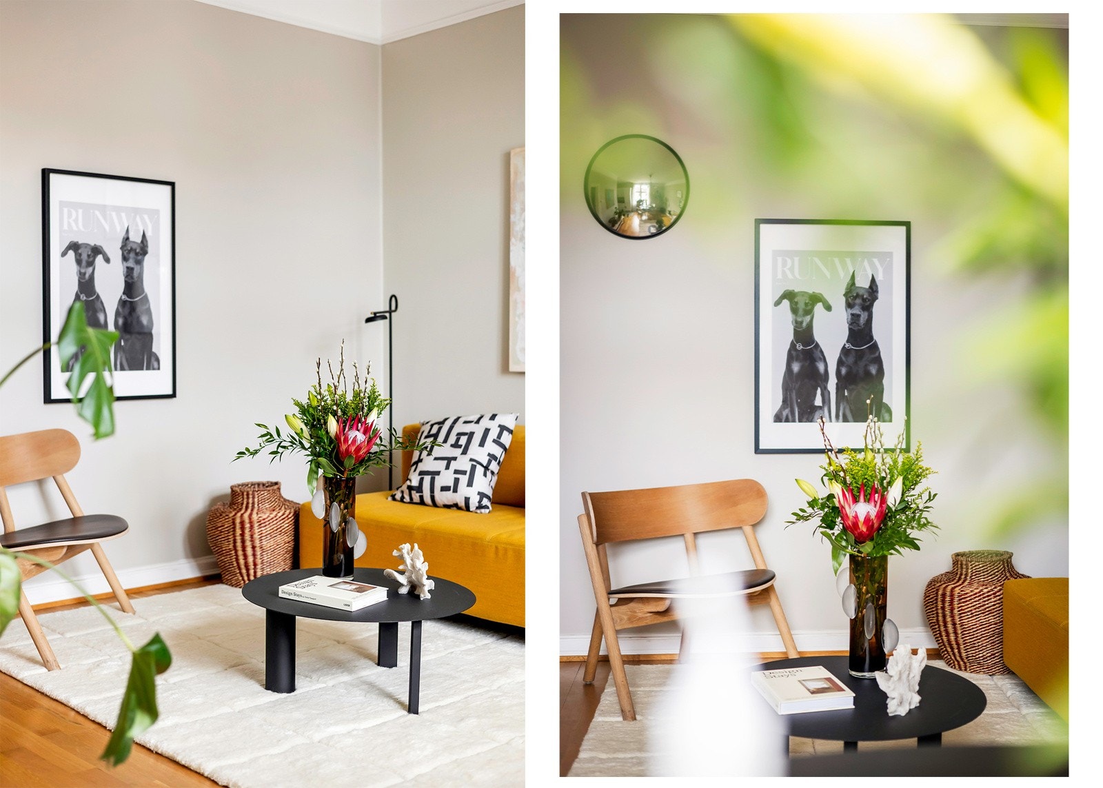 Veggene er malt i lyse og lune farger, som gir en fleksibel base for ulike møbleringsstiler og innredningsvalg. Galleribilde