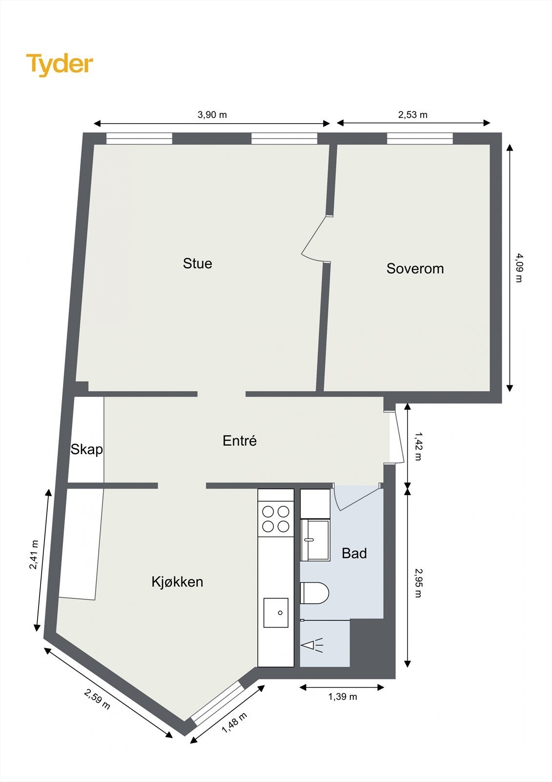 Alle rom harmonerer godt i størrelse og løsning Galleribilde