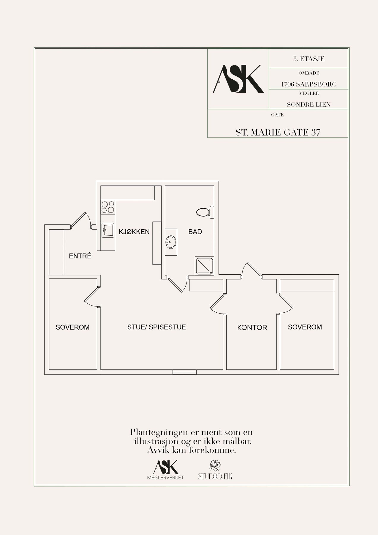 Plantegning 3. etasje Galleribilde