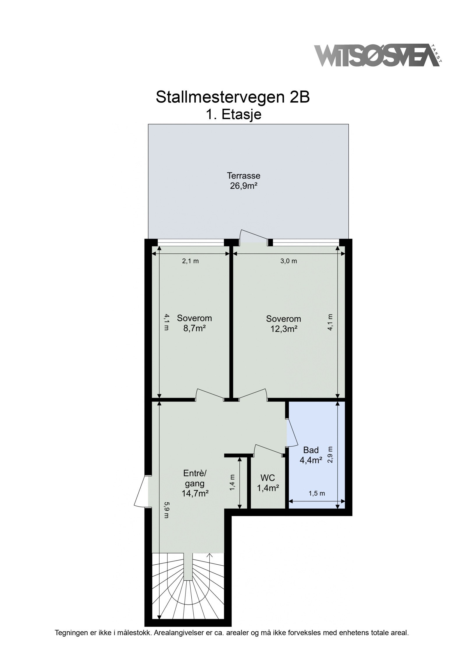 Planskisse 1. etasje fra takstmann. Galleribilde