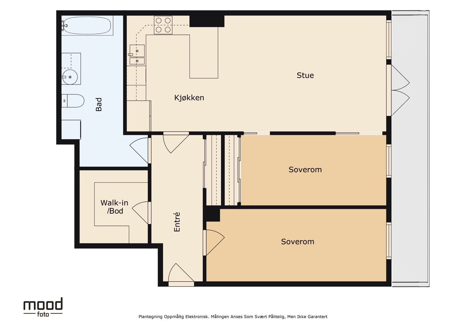 Leilighetens planløsning - I tillegg er det ekstern sportsbod i kjelleren Galleribilde