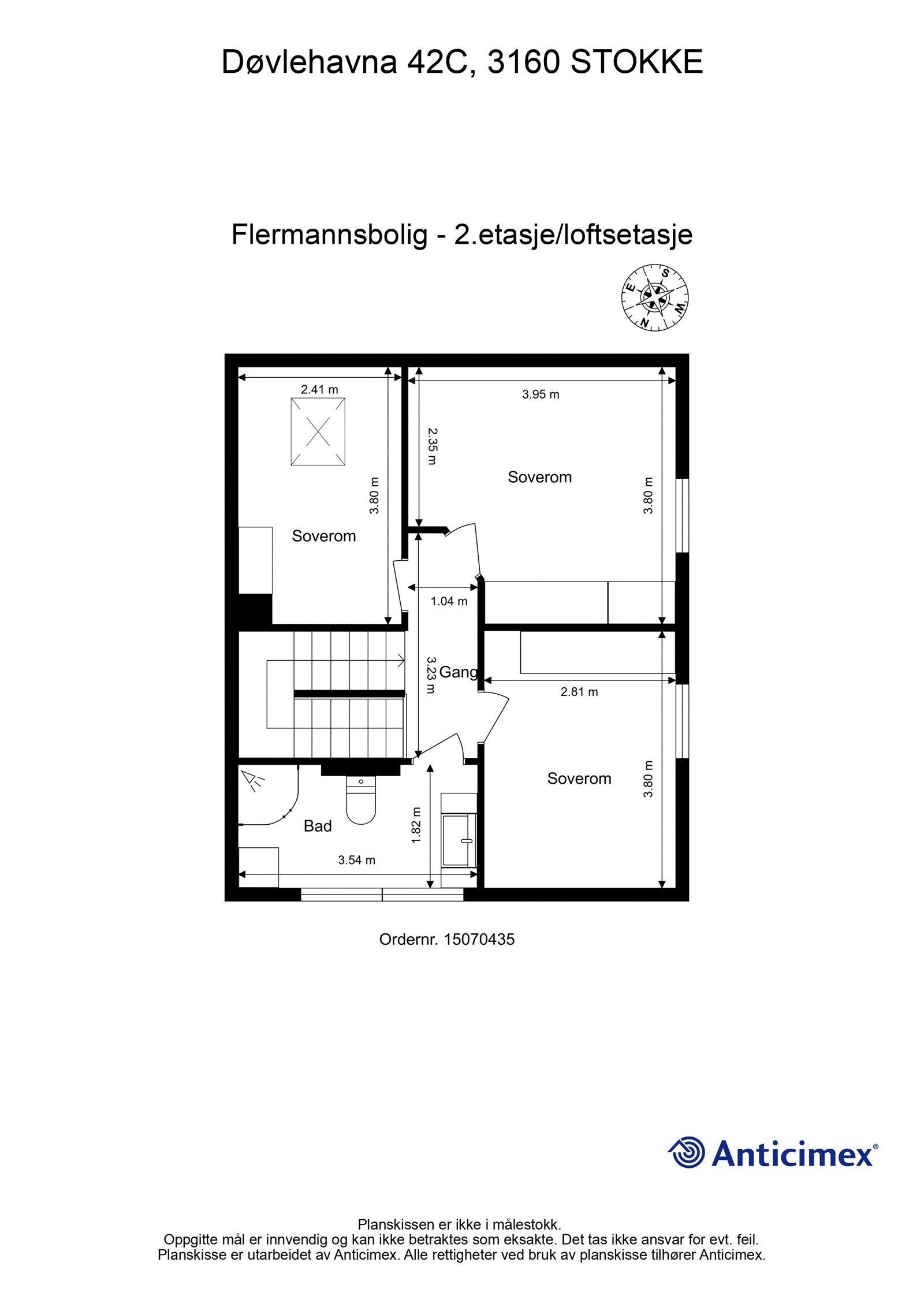 Plantegning 2.etasje/ loftsetasje Galleribilde