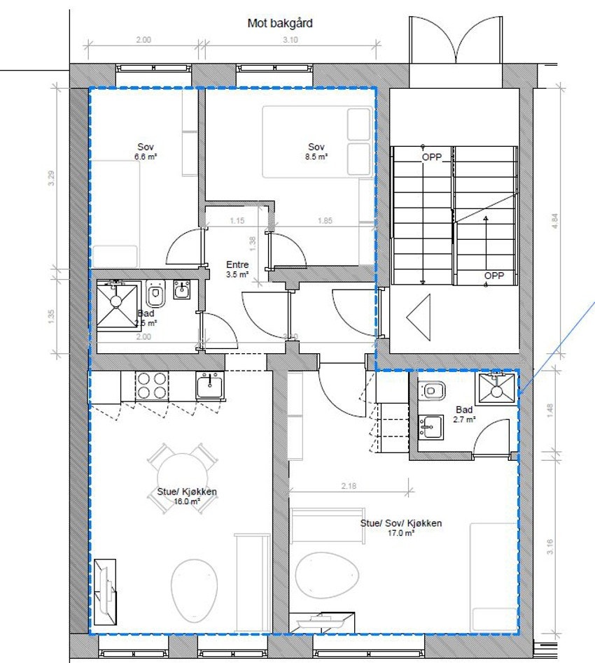 Plantegning. Denne er kun ment som en illustrasjon og det kan forekomme avvik fra tegningen. Galleribilde