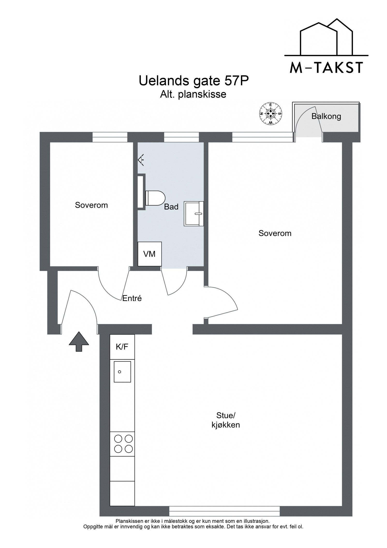Uelands gate 57P - Alt. planskisse som er lik som naboen under Galleribilde
