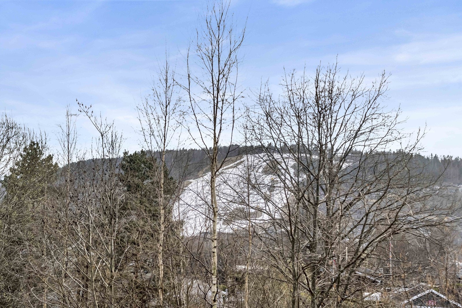 Balkongen har utsikt mot Kirkerudbakken, med skianlegg og flotte naturskjønnheter - et perfekt skue både vinter og sommer. Galleribilde