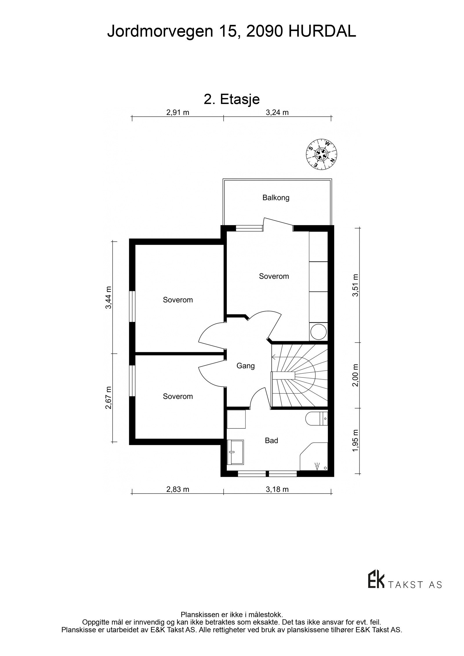 2. Etasje (kott og knevegger er ikke tegnet inn på plantegningen) Galleribilde