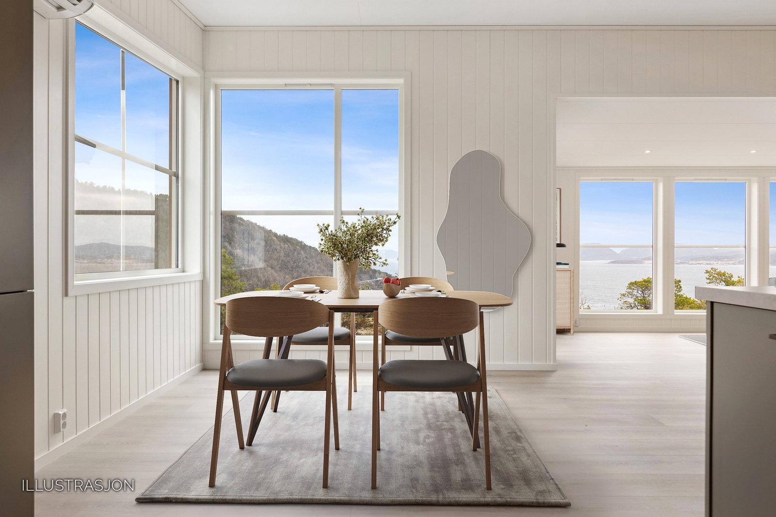 Her er det god plass til spisegruppe. Galleribilde