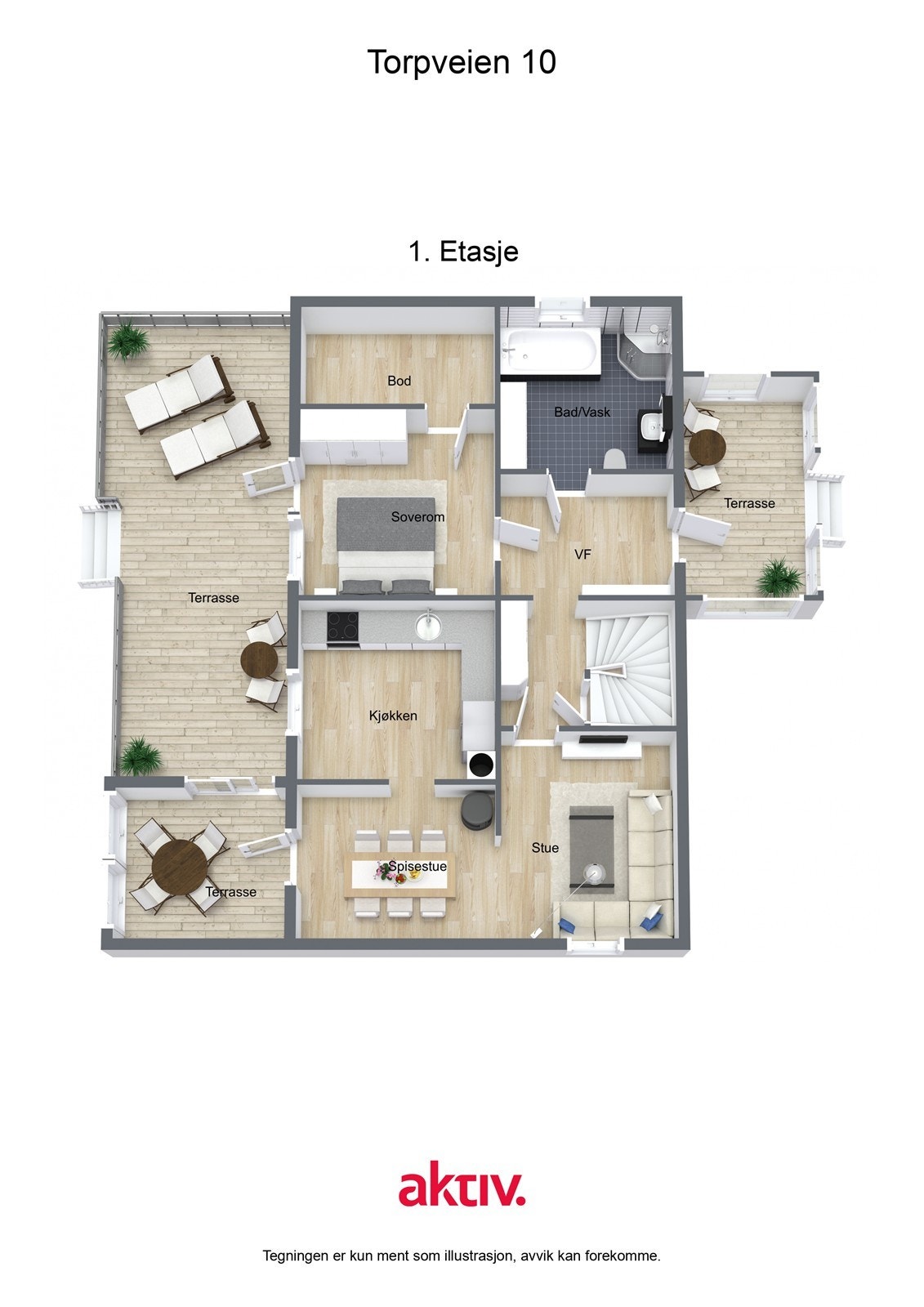 Torpveien 10 - 3D - 1. Etasje - Letterhead Galleribilde