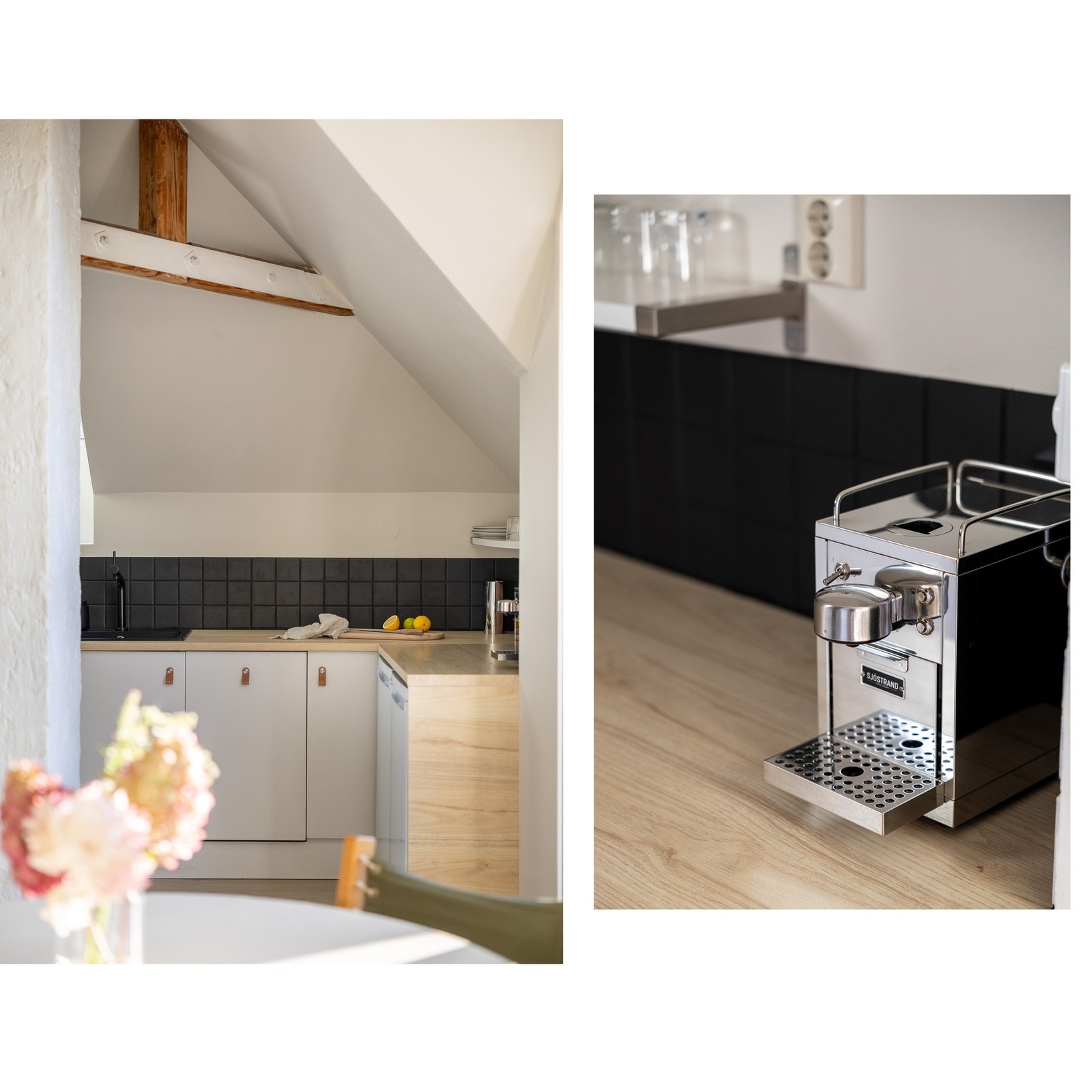 Det er glatte lyse fronter og benkeplater av laminat med nedsenket oppvaskkum av kompositt materiale med ett-greps armatur. Galleribilde