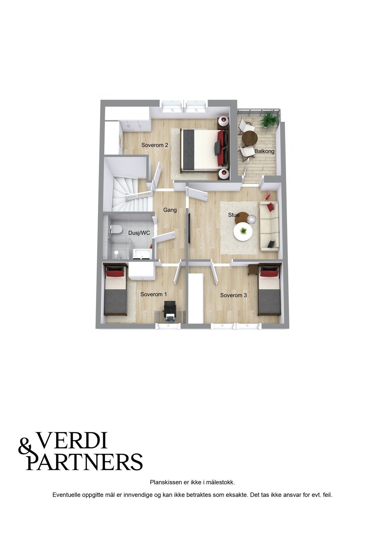 2. etg. Plantegning - Kan avvike fra de faktiske forhold Galleribilde