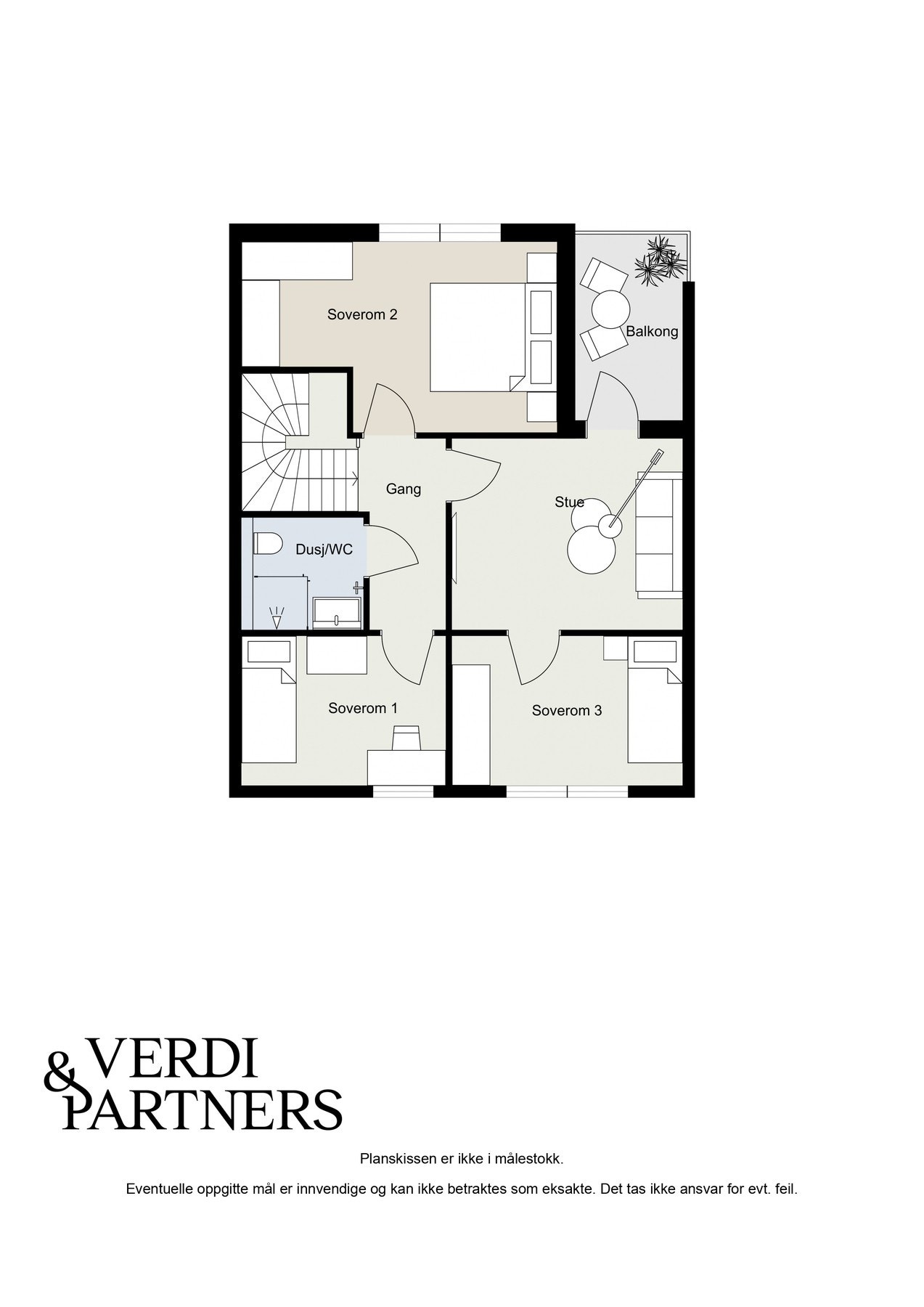 2. etg. Plantegning - Kan avvike fra de faktiske forhold Galleribilde