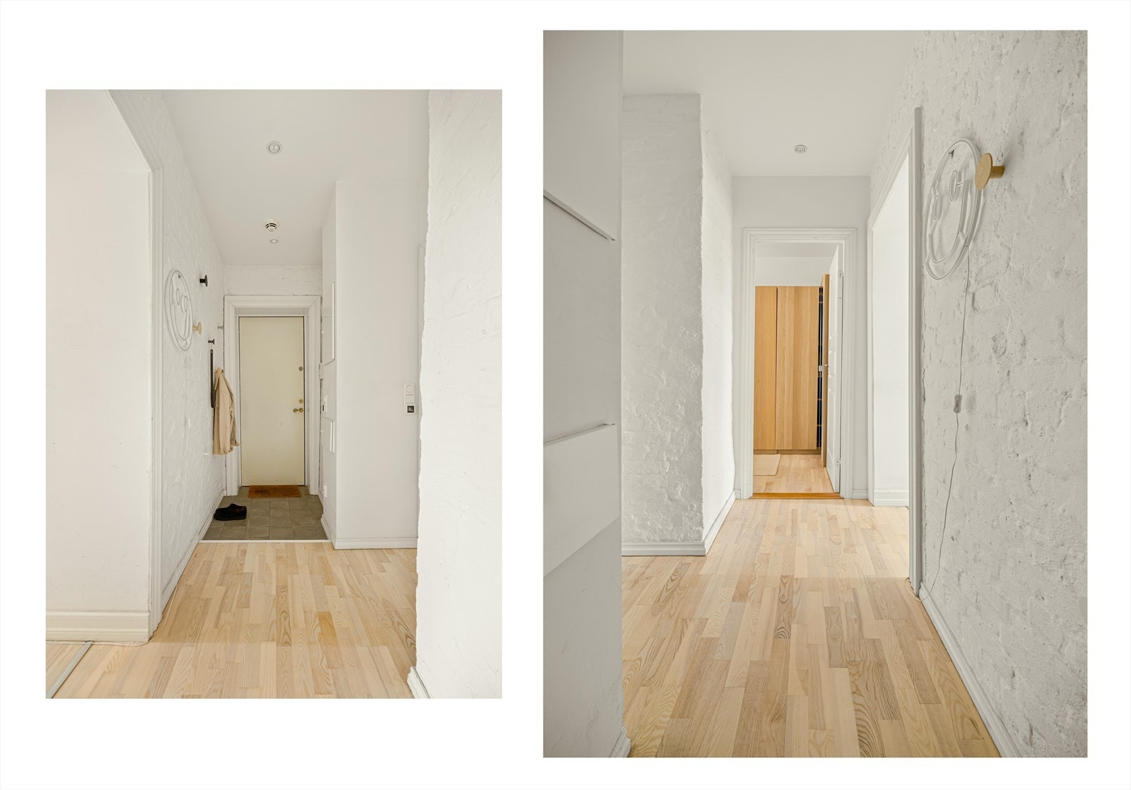 Inne i leiligheten blir du møtt av en hyggelig entré/gang. Galleribilde
