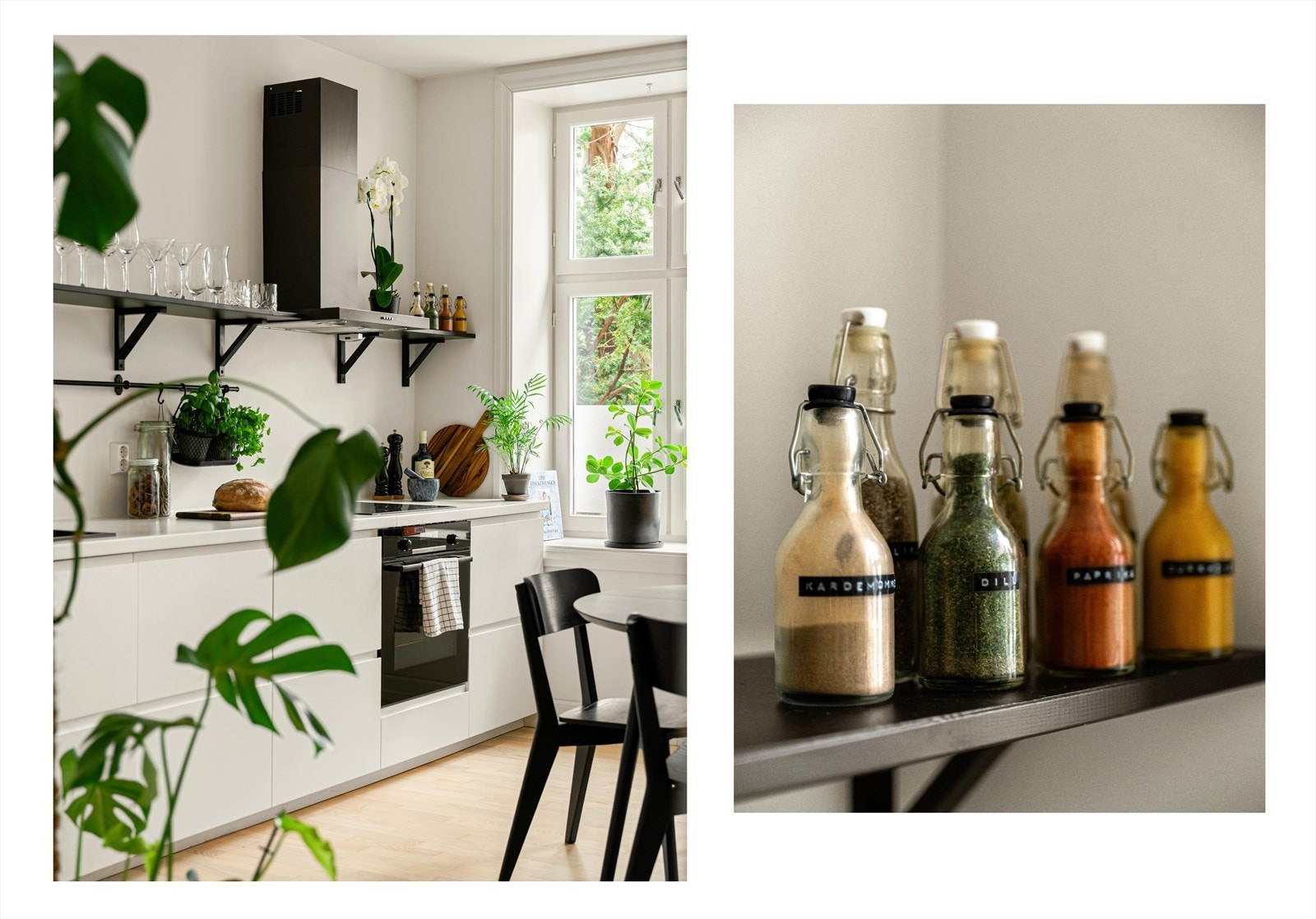 Kjøkkenet er utstyrt med integrerte hvitevarer som kombiskap, oppvaskmaskin og stekeovn. Stekeovn ble byttet ut i 2024. Galleribilde