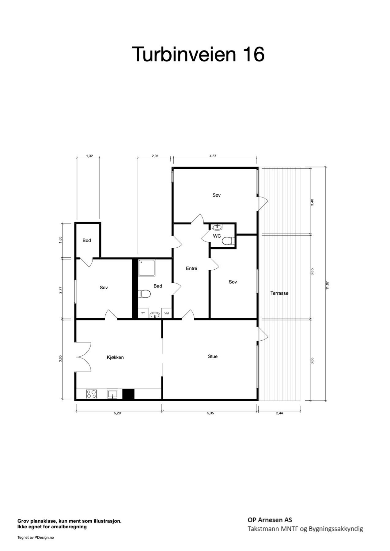 Plantegning med mål. Galleribilde