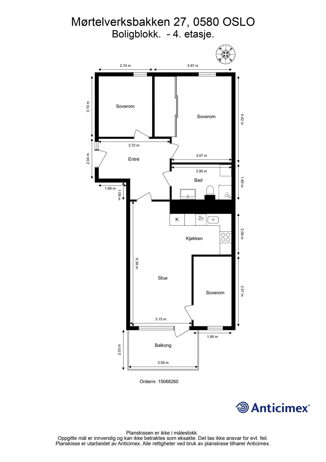 Målsatt plantegning Galleribilde