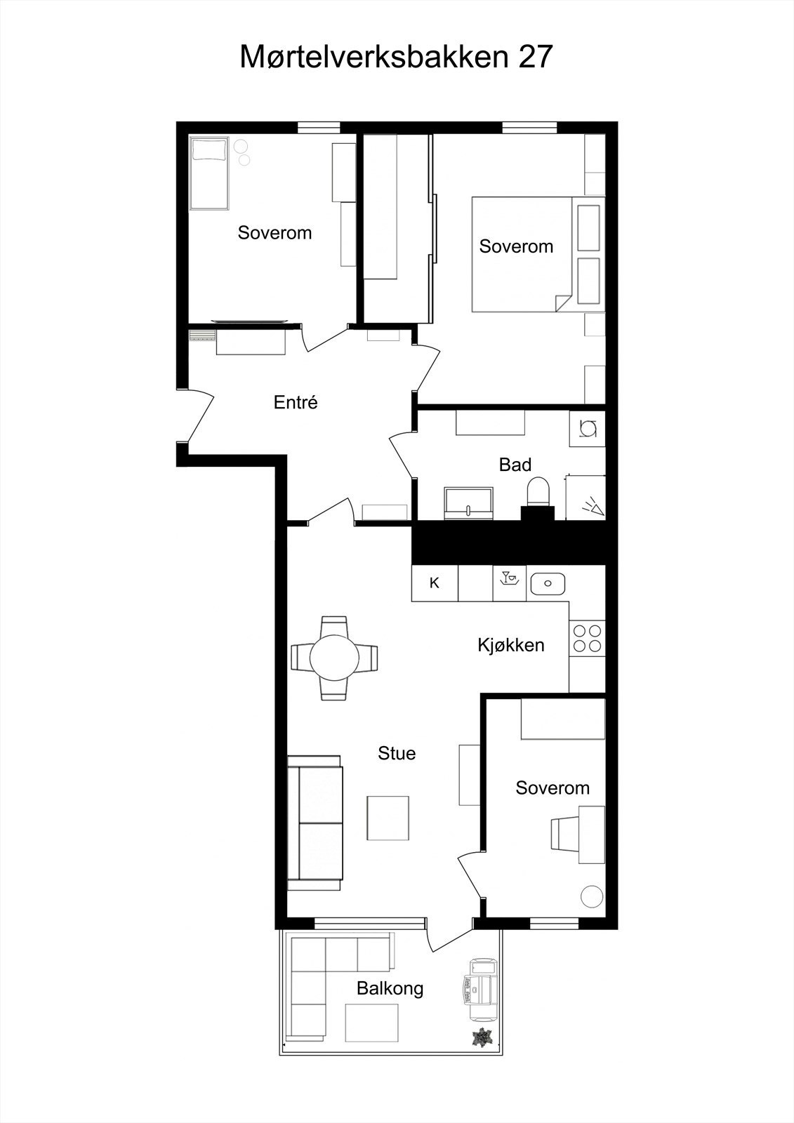 Møblert plantegning Galleribilde