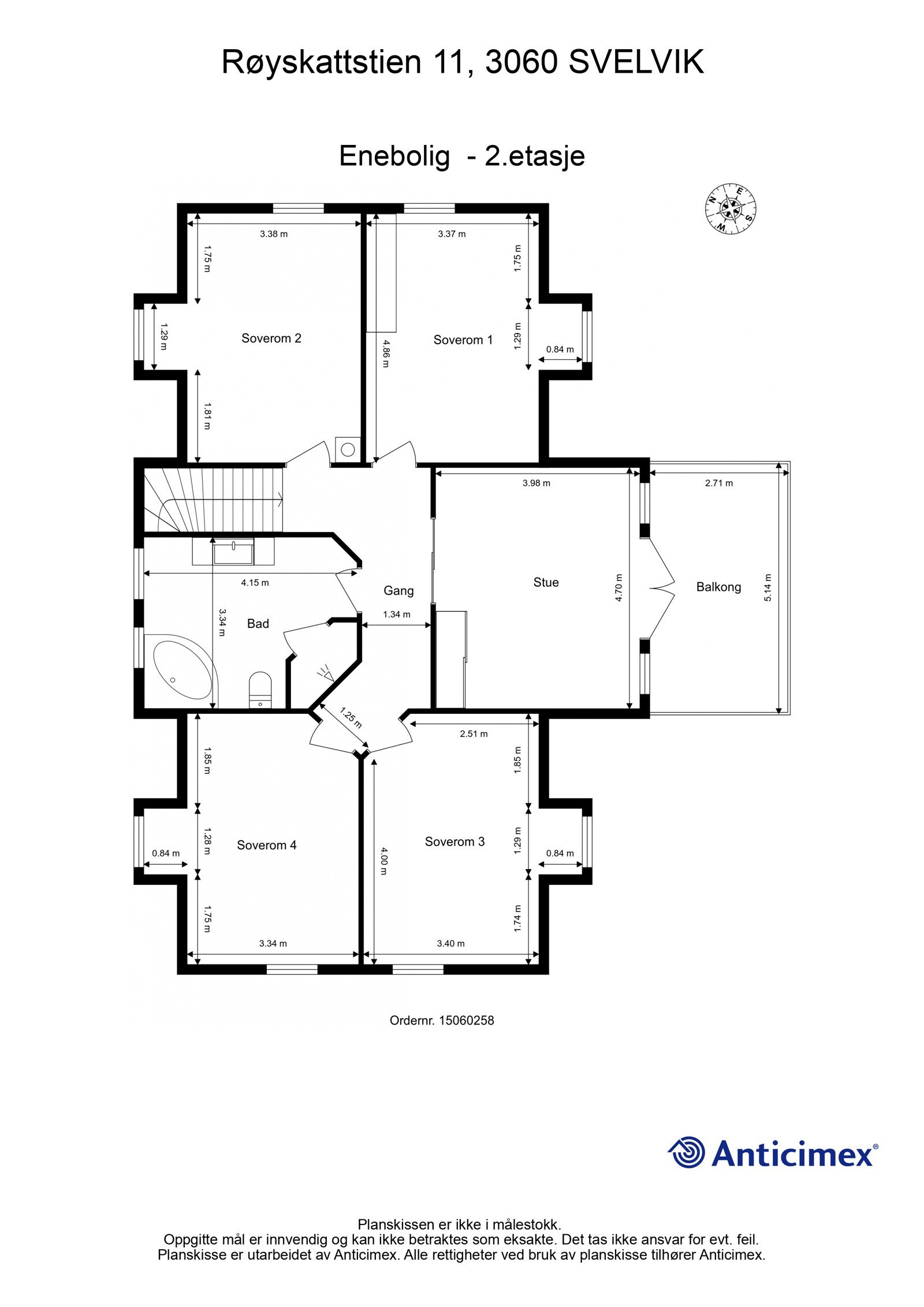 Målsatt plantegning 2. etasje Galleribilde