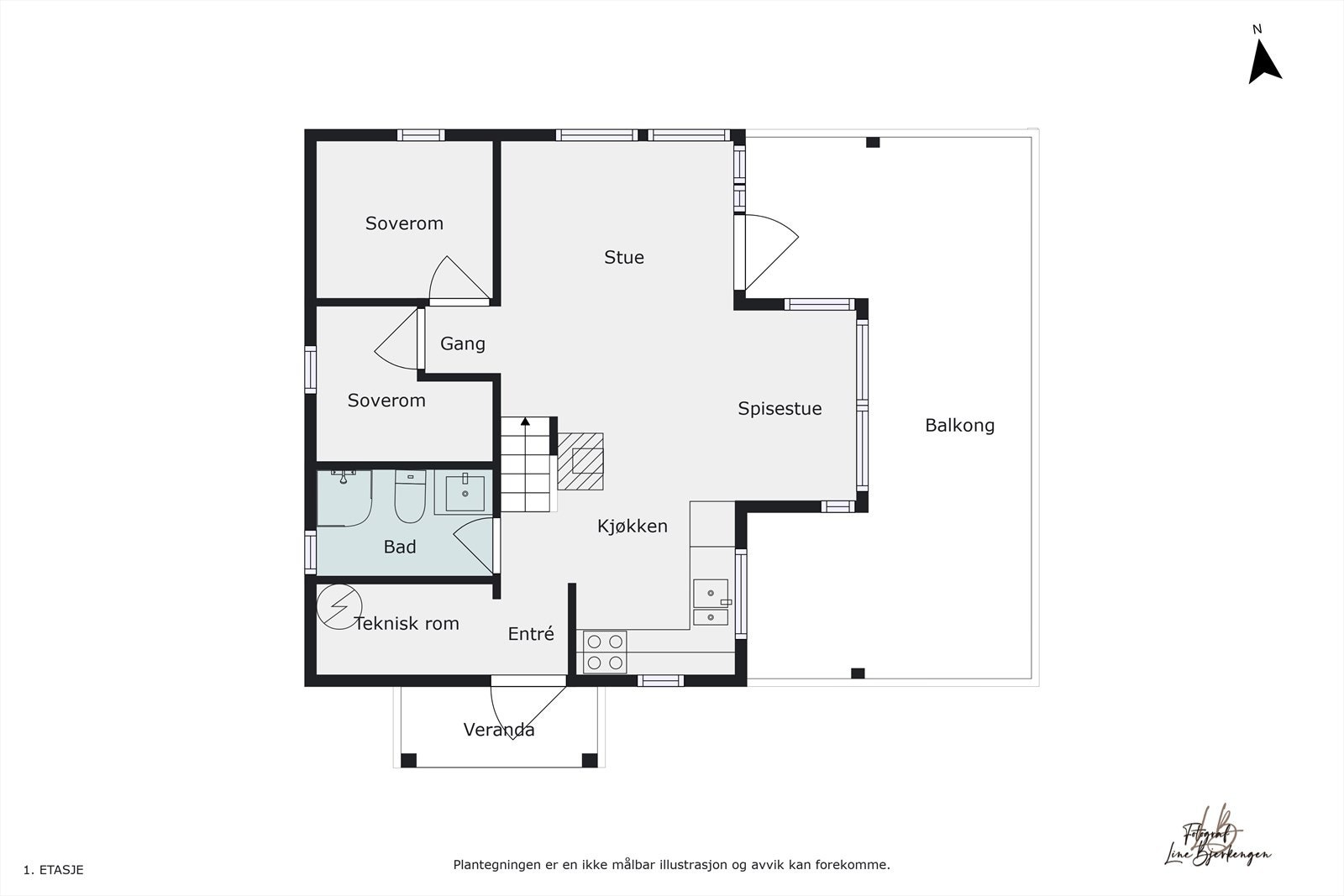 Plantegning hovedhytte 1.etasje. Galleribilde