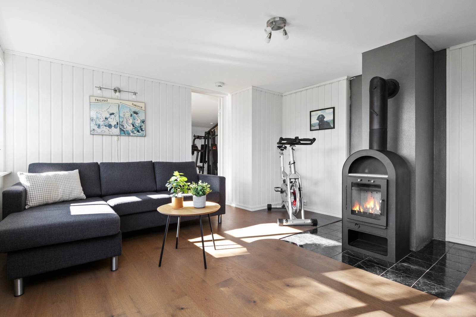 Atmosfæren er lun og god, med både peisovn og varmepumpe. Galleribilde