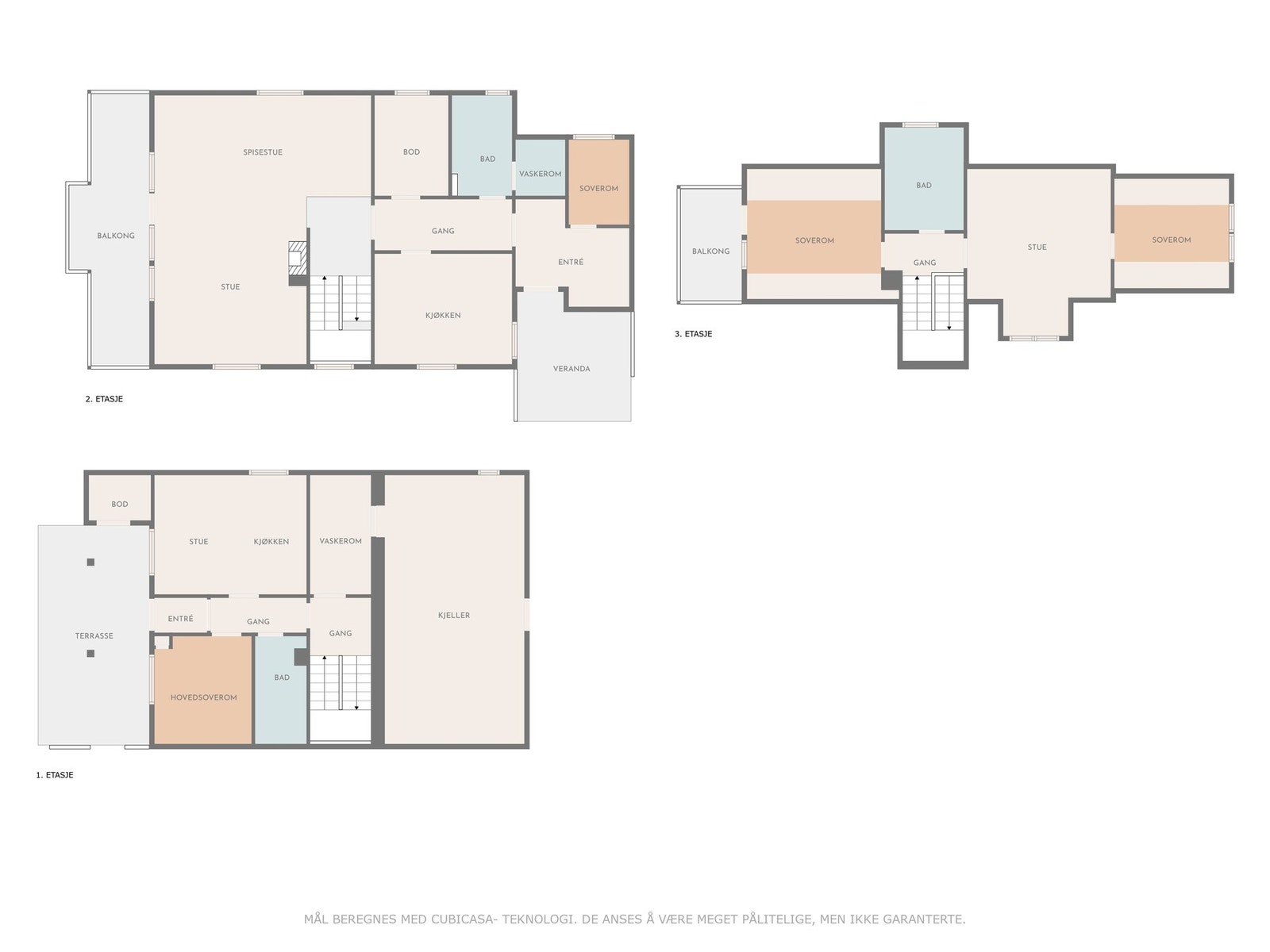 Planløsning samlet alle etasjeplan Galleribilde