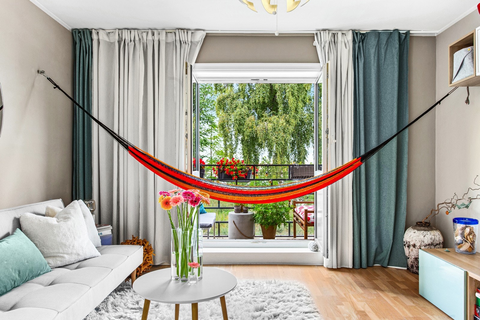 Opplegg for hengekøye. Galleribilde