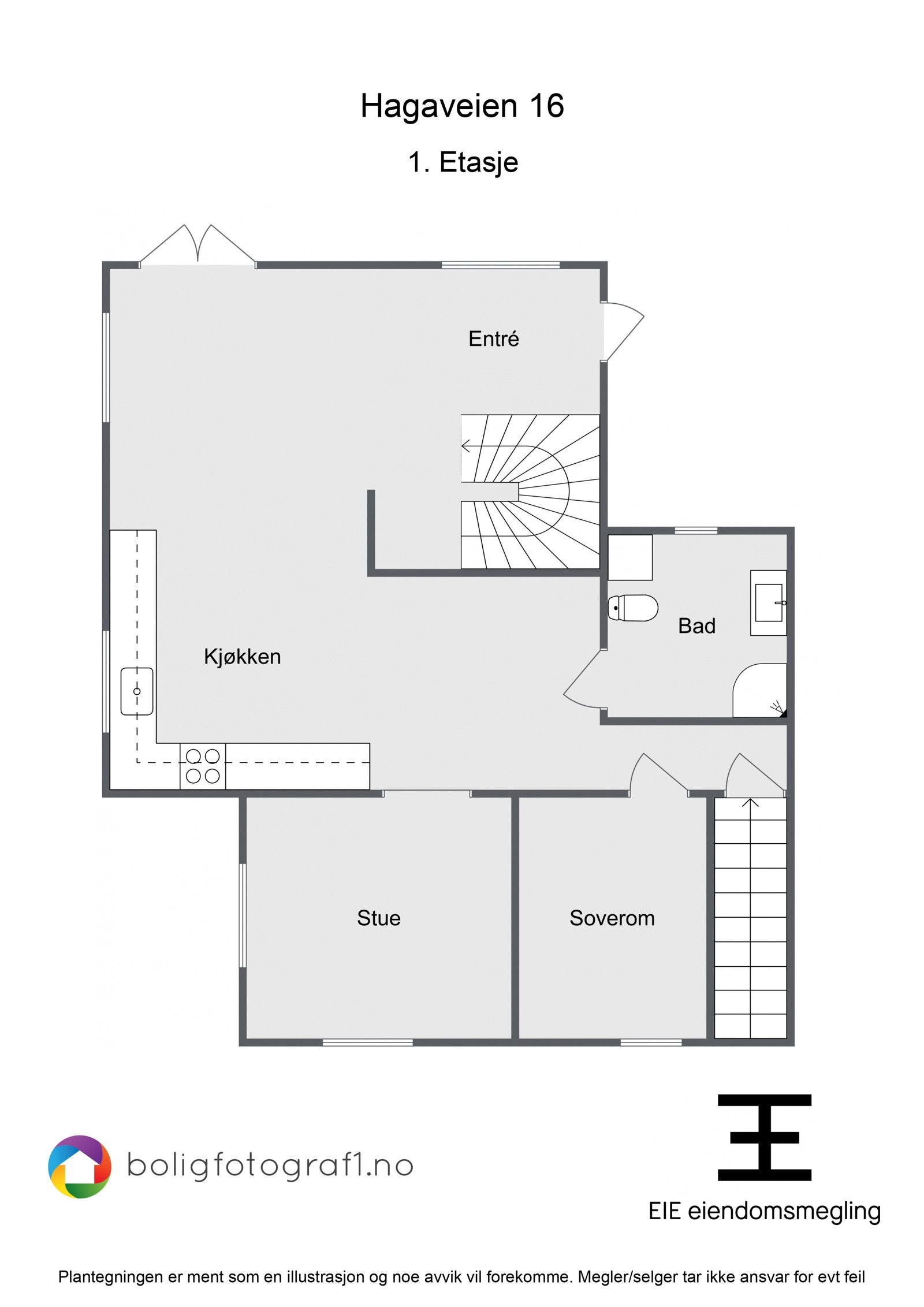Plantegning 1. etasje Galleribilde