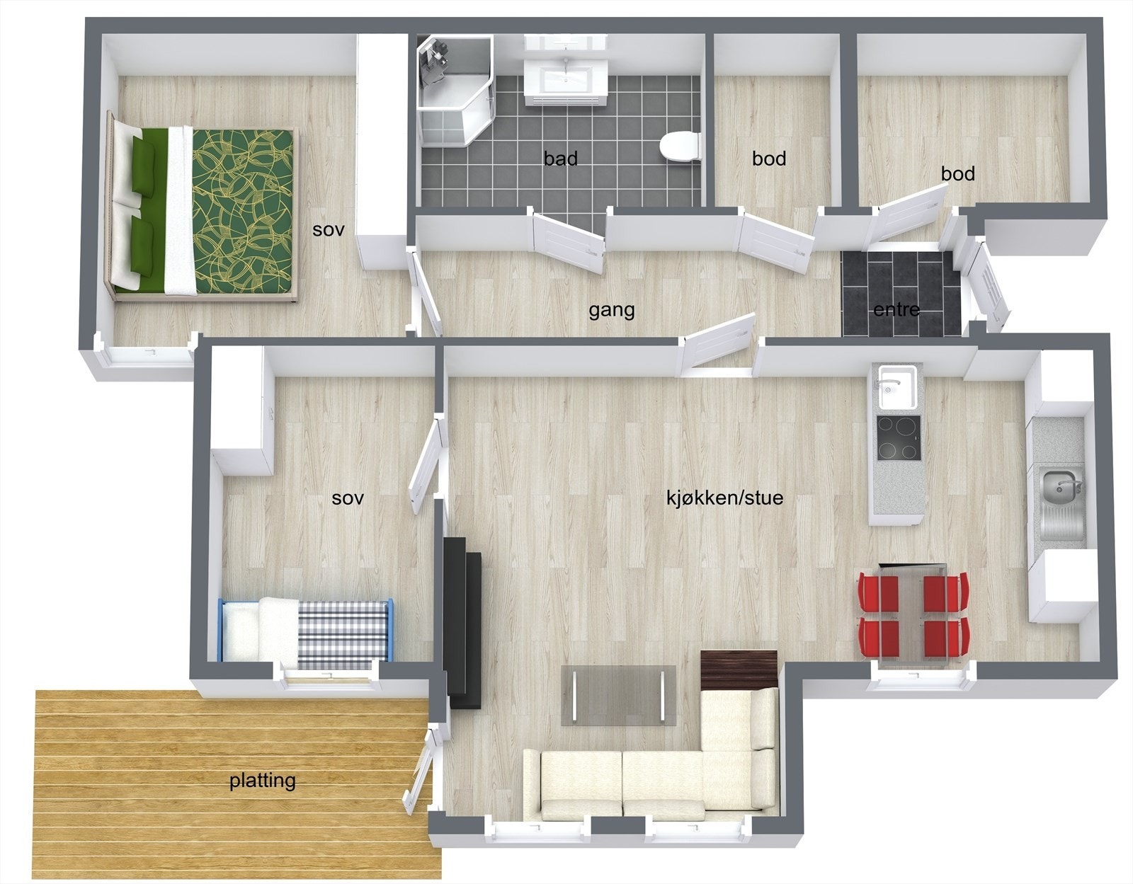 Plantegning av utleiedelen. Galleribilde