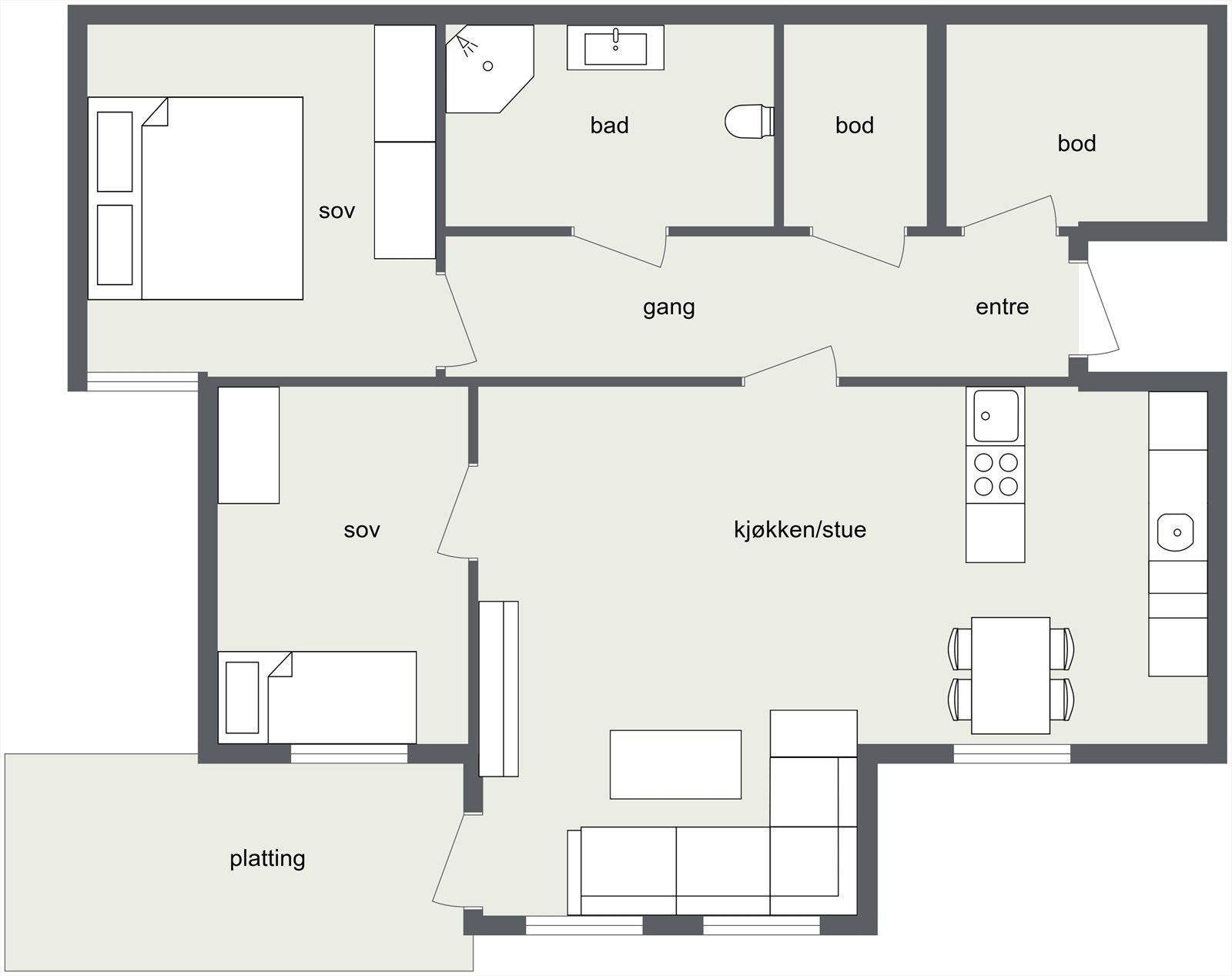 Plantegning av utleiedelen. Galleribilde