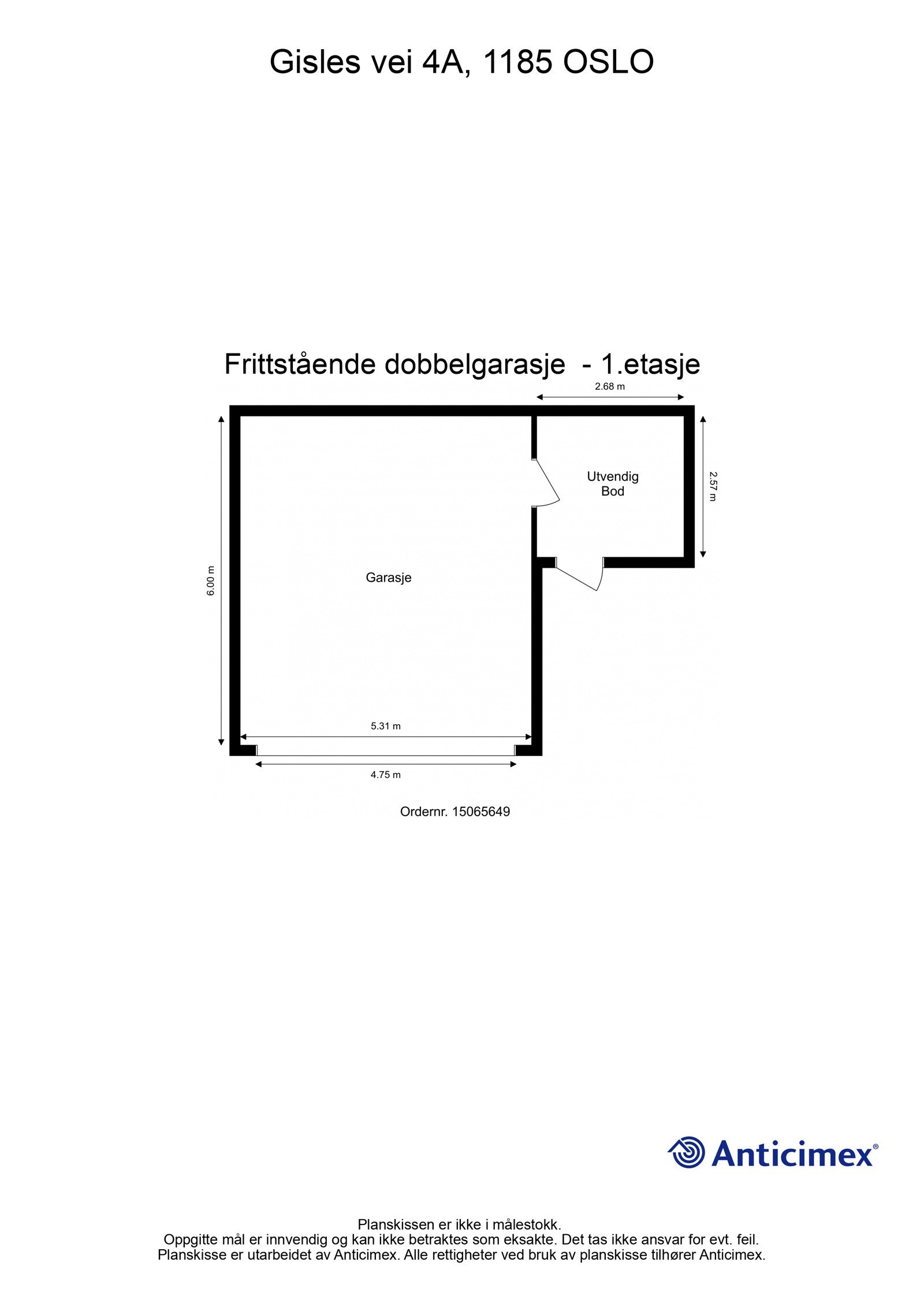 Plantegning dobbelgarasje og bod Galleribilde