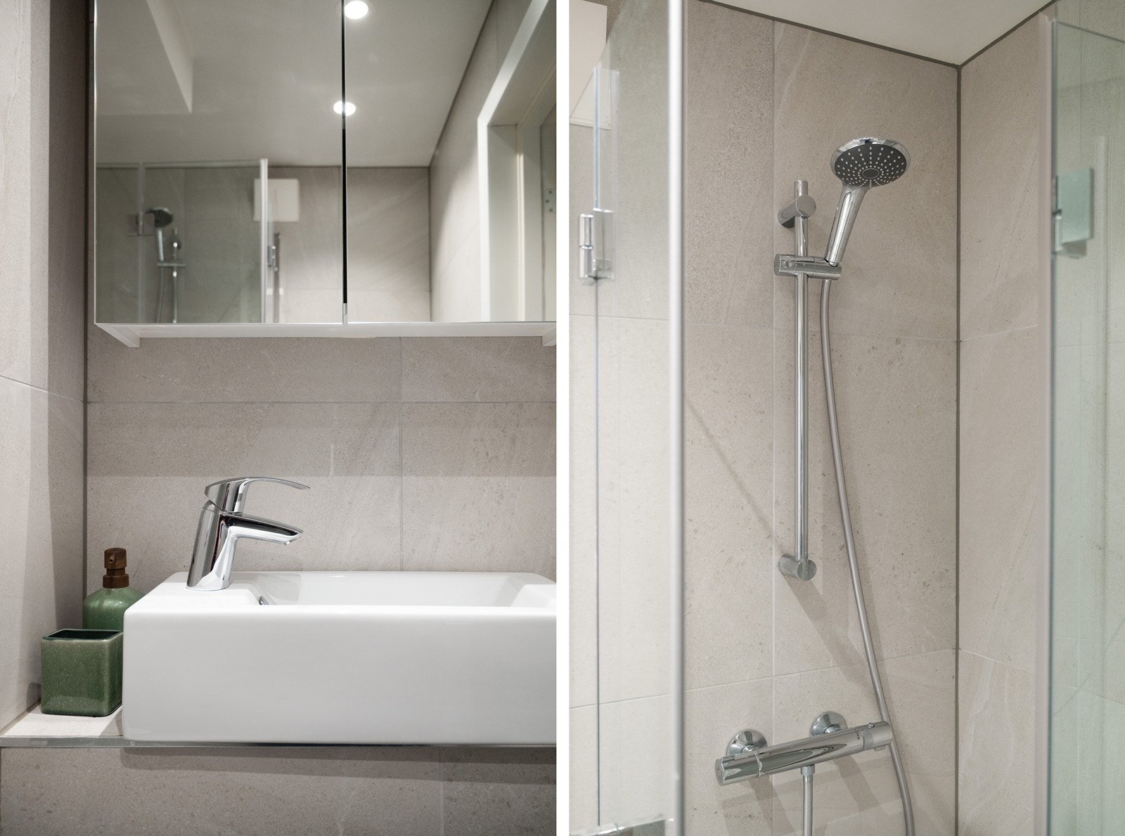 Lekre og tidløse fargevalg. Det foreligger dokumentasjon på oppussing av bad. Galleribilde