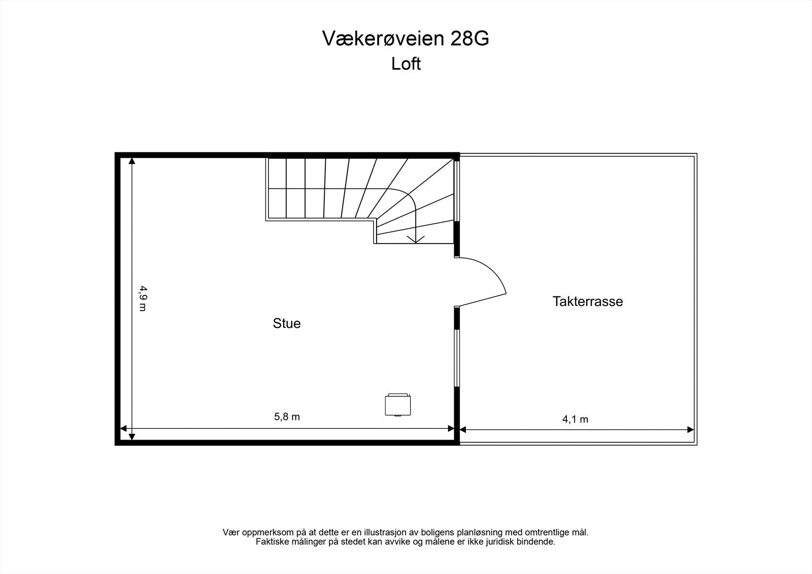 Loftsetasje - Her har du tilgang til herlig takterrasse med sol store deler av dagen Galleribilde