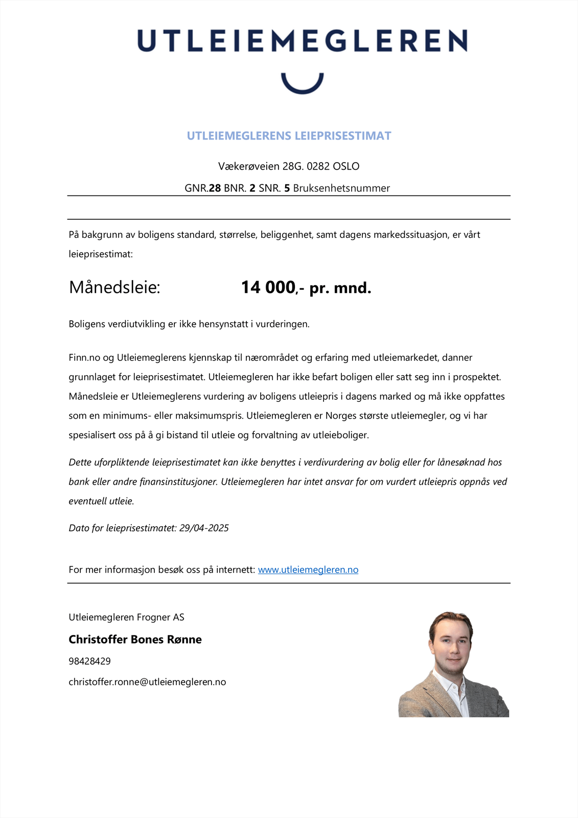 Leieprisestimat på hybeldel fra Utleiemegleren Galleribilde