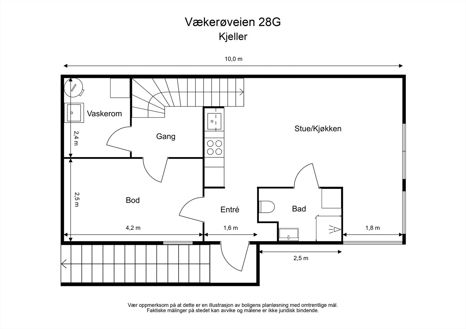 Underetasje - Her har du tilgang til praktisk vaskerom, samt hybeldel med egen entré, baderom og romslig stue/kjøkken Galleribilde