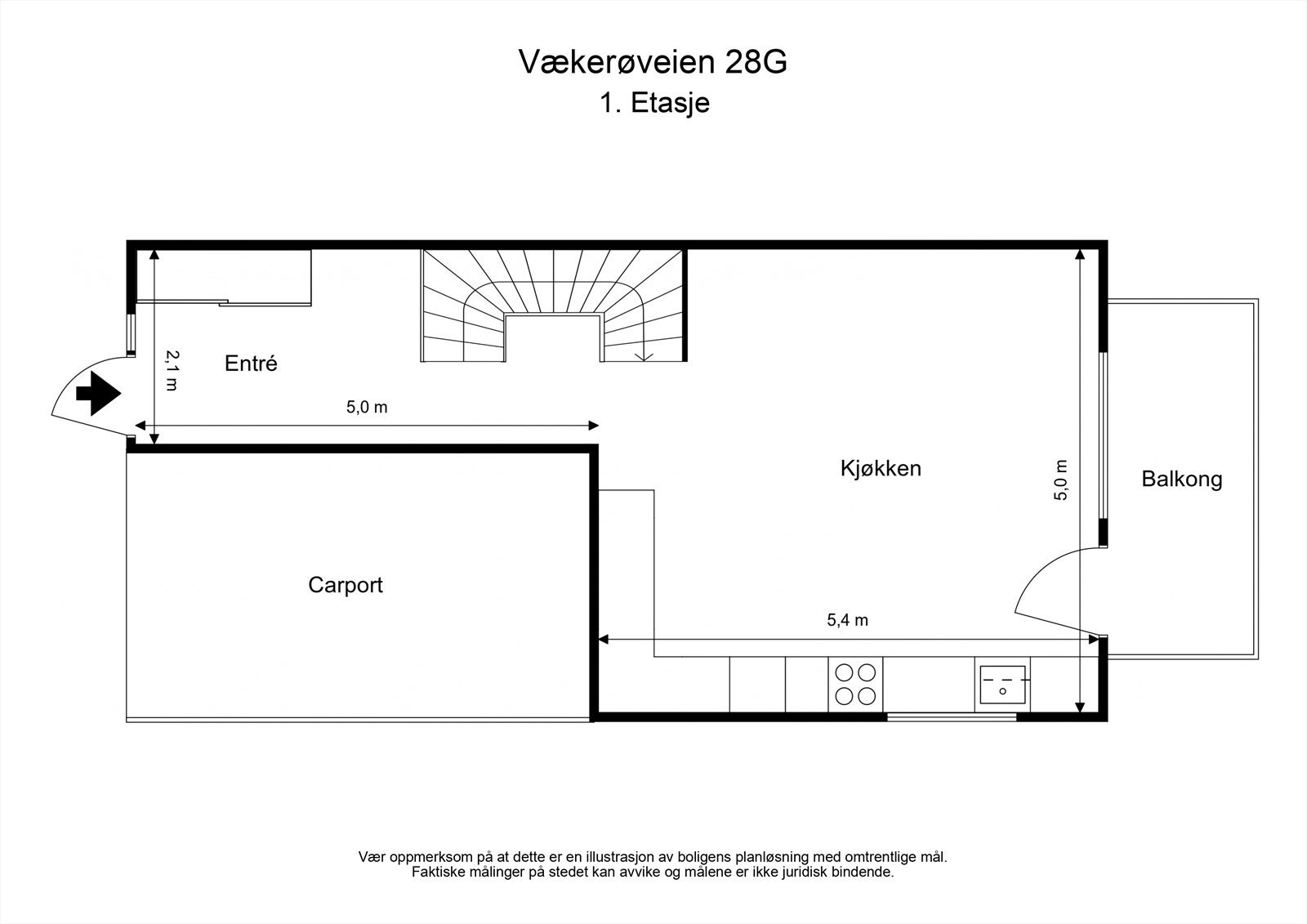 1. etasje - Romslig spisekjøkken med adkomst til vestvendt balkong Galleribilde