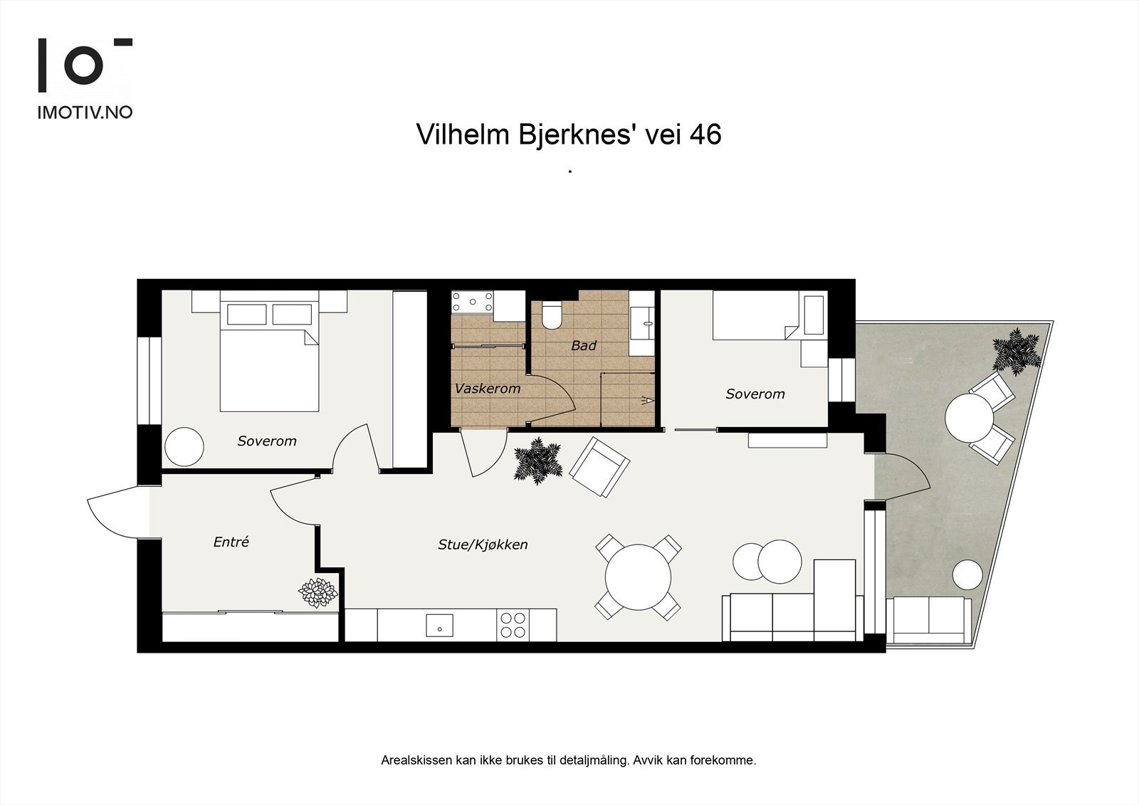 - Plantegning, i tillegg har leiligheten en ekstern gitterbod på 5 m². Sameiet har også felles sykkelbod - Galleribilde