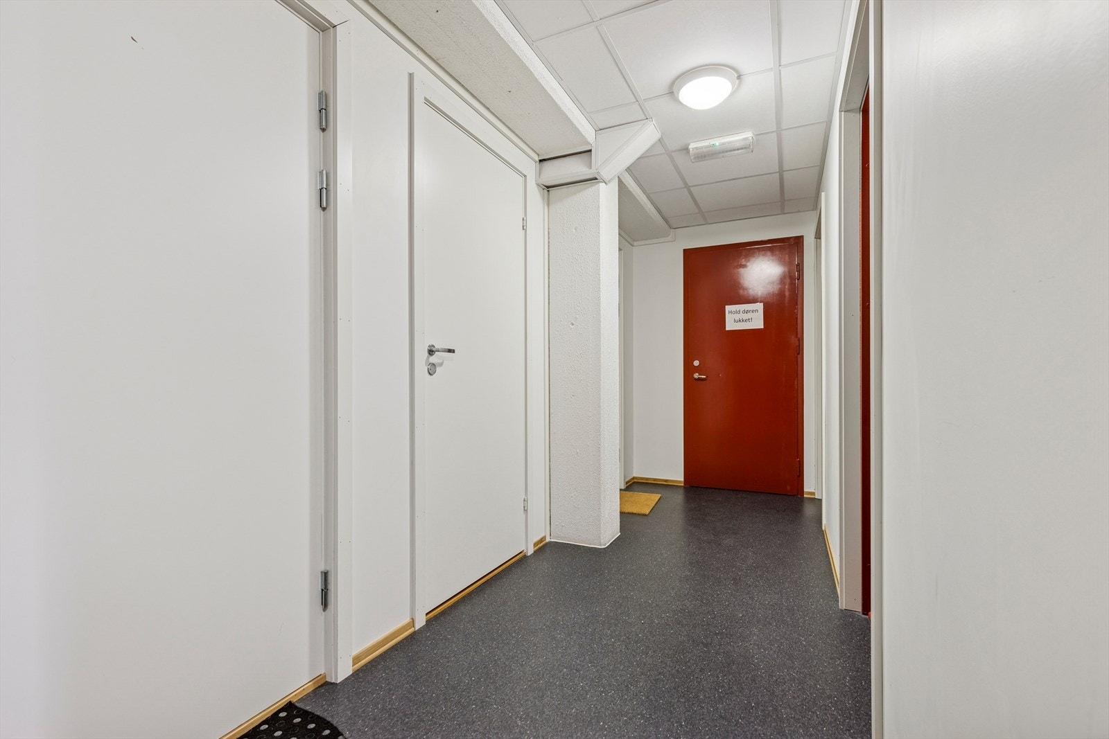 Adkomst til leiligheten via felles gang. Galleribilde