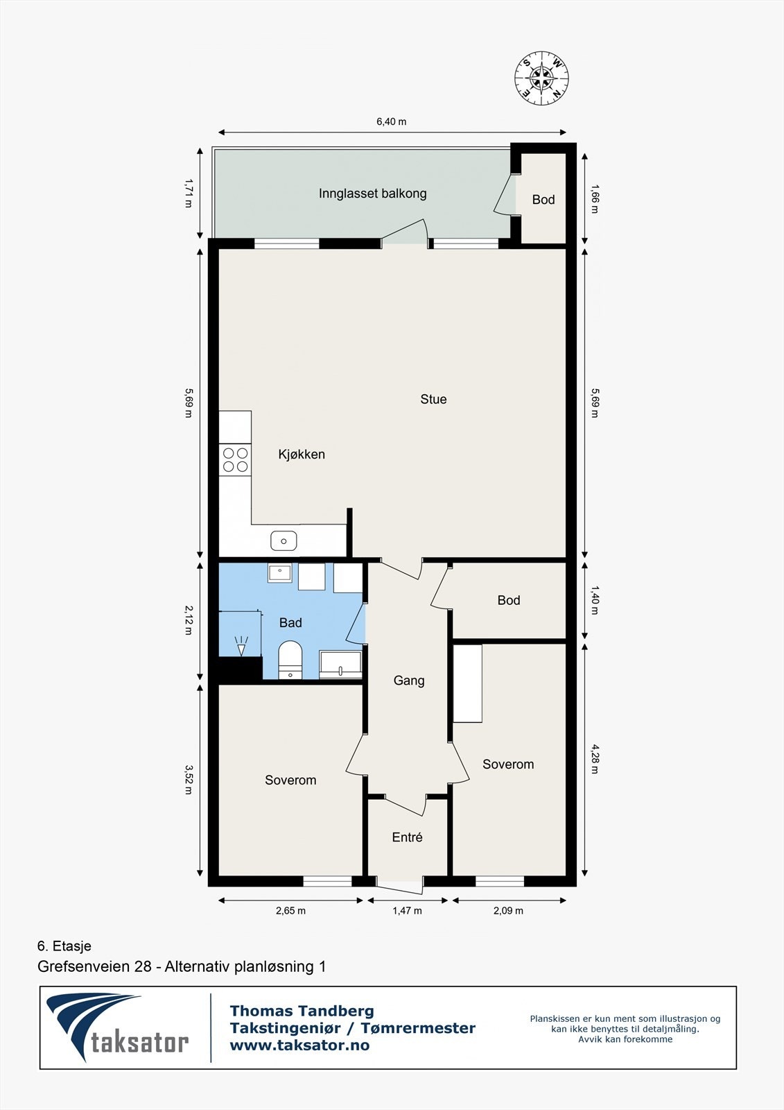 Alternativ 1: planløsning med to soverom. Galleribilde