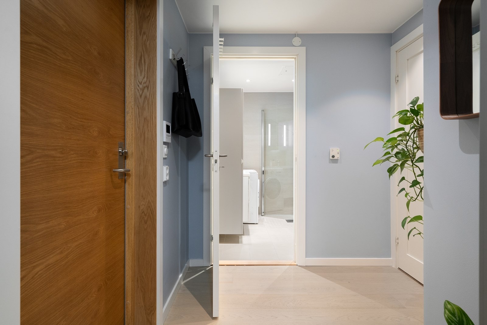 Gjennomtenkt planløsning med adkomst til lekkert bad fra entréen Galleribilde