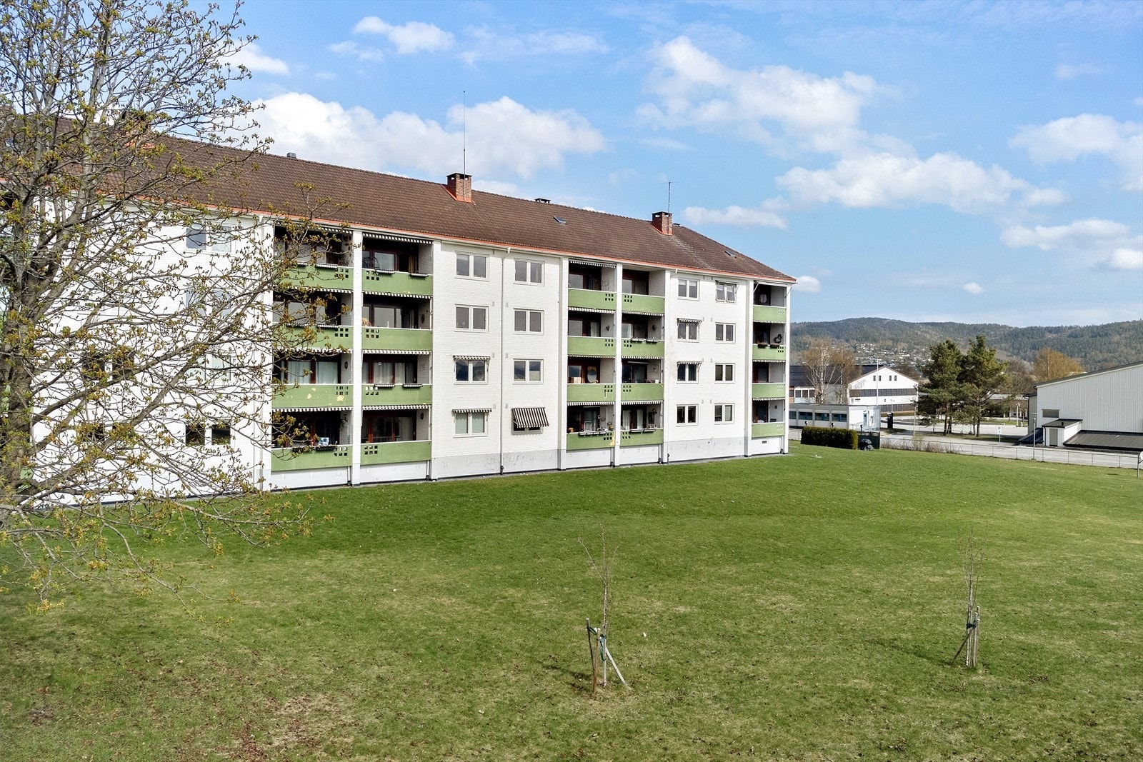 Flotte utearealer med felles uteplatting/grillplatting. Galleribilde