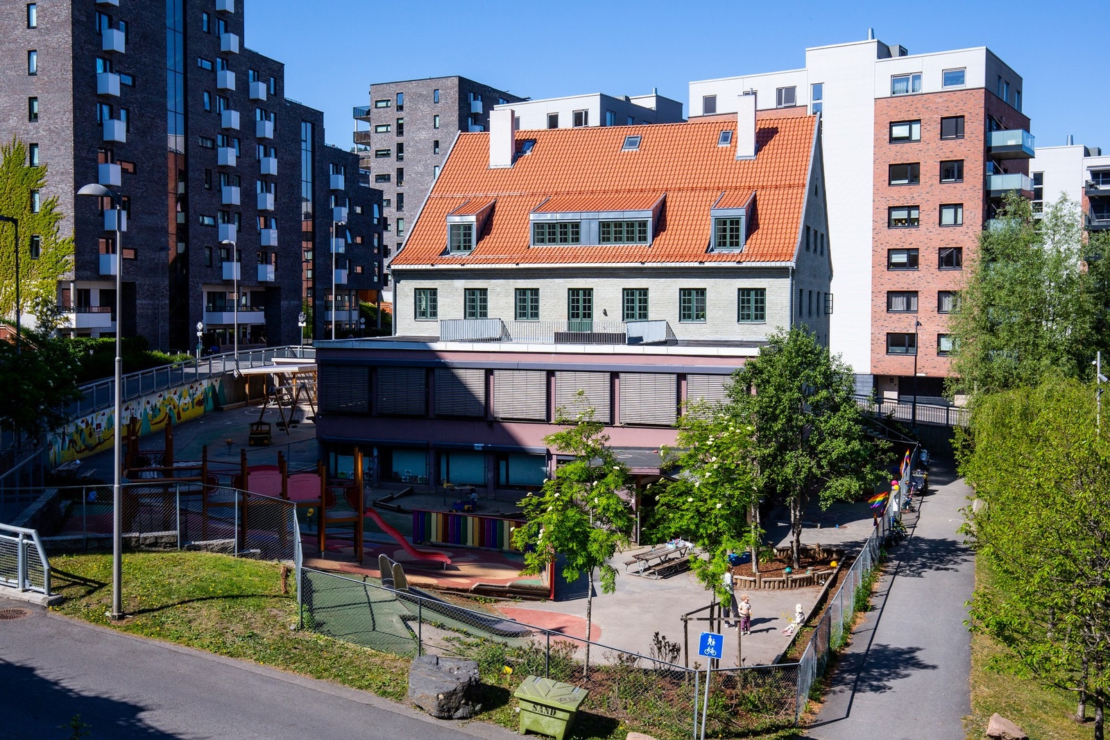 Nærområdet - Kværnerbyen er svært barnevennlig med to barnehager, i tillegg til en i Lodalen. Galleribilde