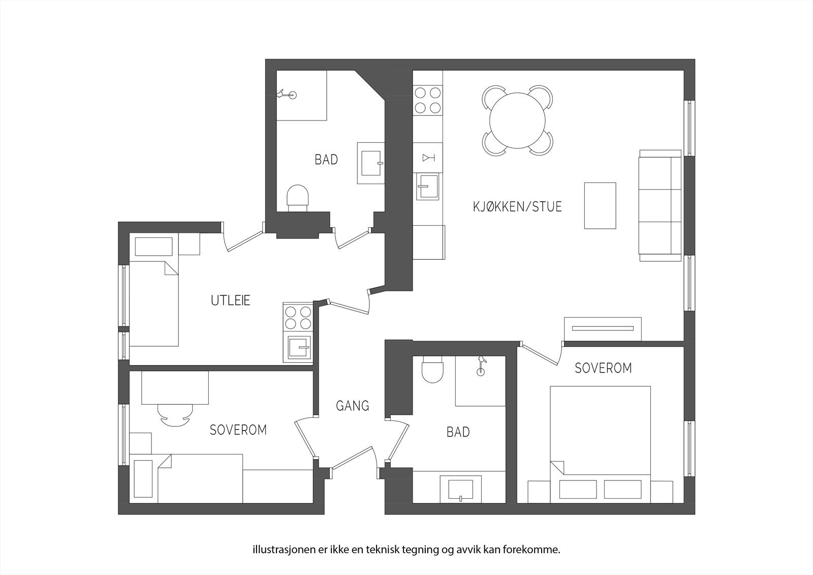 Alternativ planløsning Galleribilde