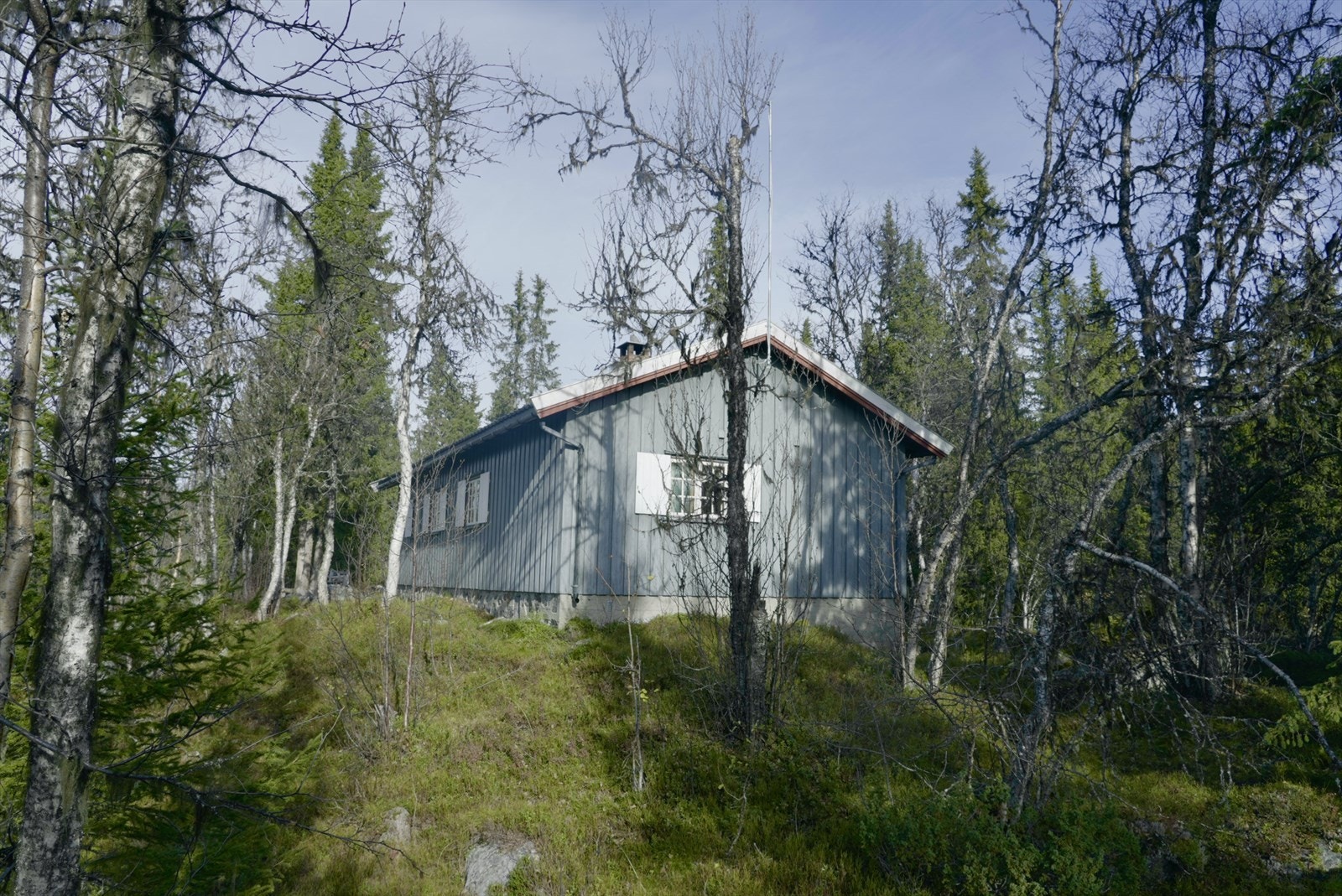Hytta ligger skjermet, rolig og solvendt til, med utsikt utover nærområdet. Galleribilde