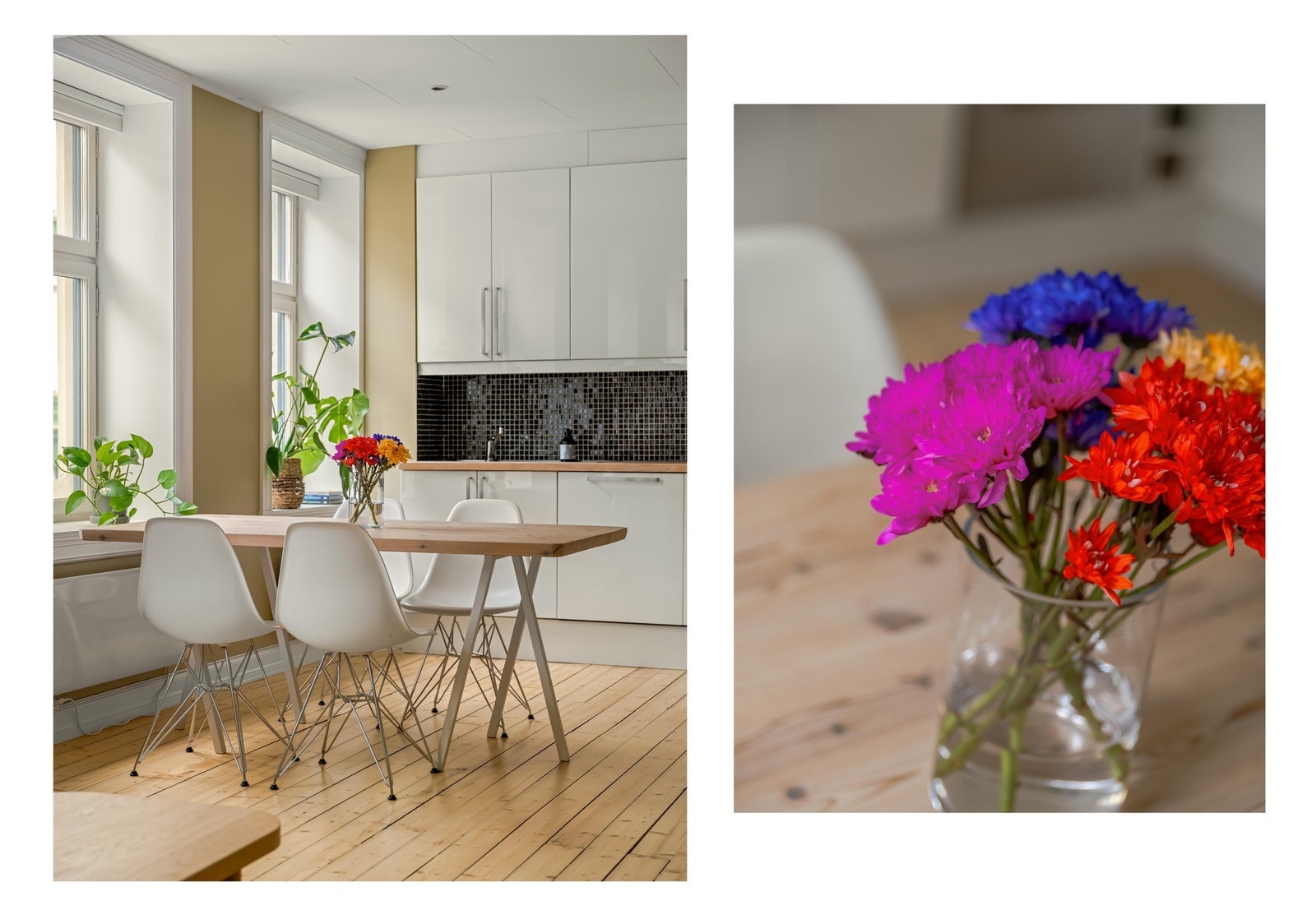 Det ville vært unaturlig å beskrive stuen uten å nevne kjøkkenet, for disse rommene henger nå fint sammen i en luftig åpen løsning. Galleribilde