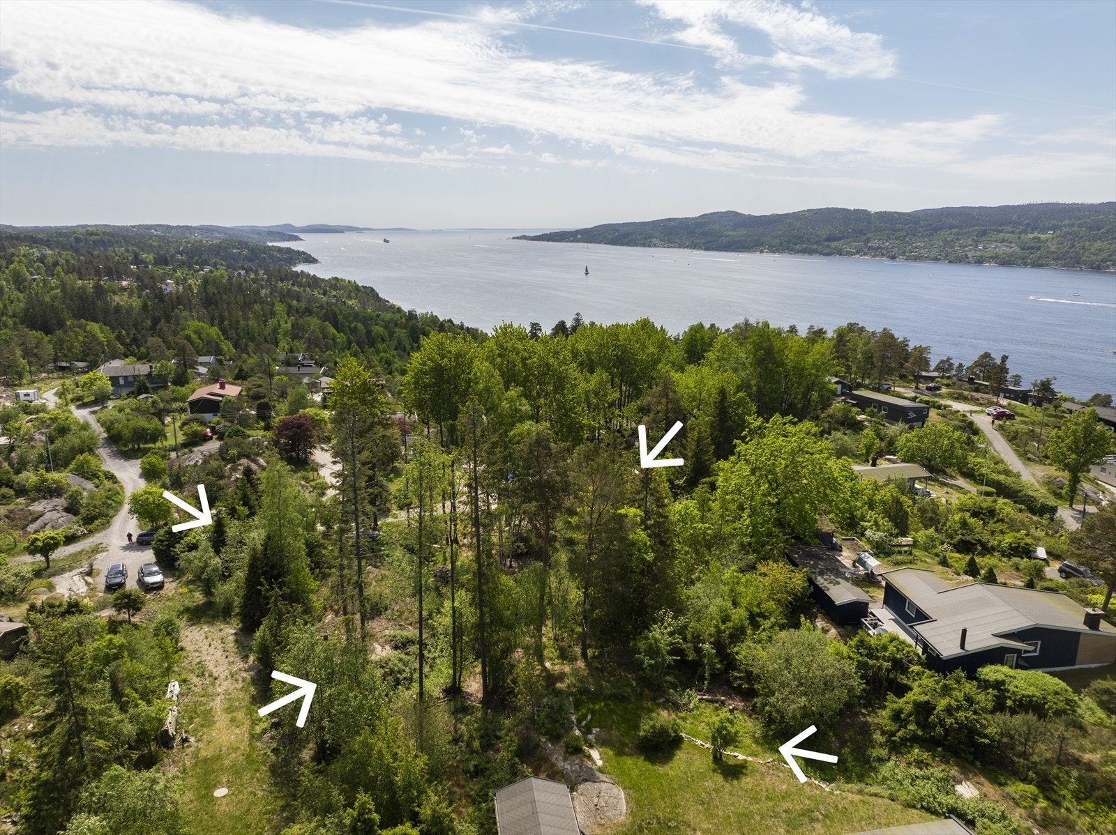 Sydvendt plassering med fjordgløtt - markerte piler er kun en indikasjon. Galleribilde